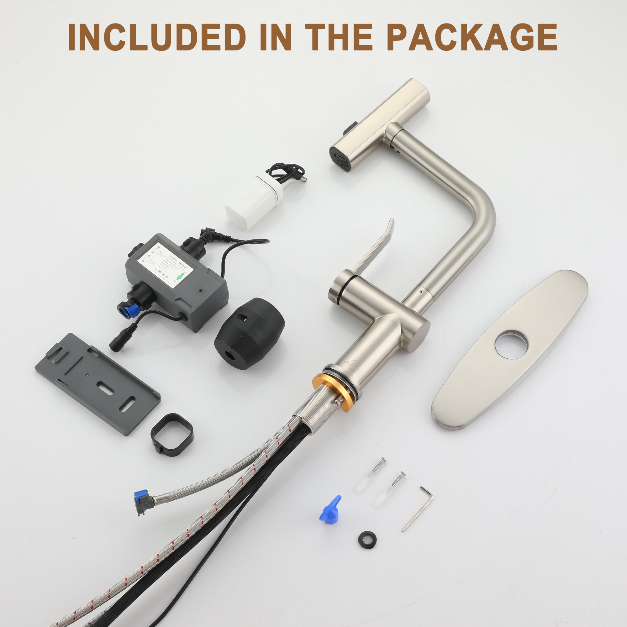 Single Handle Touchless Pull Down Sprayer Kitchen Faucet with Motion Sense Wave, Power Boost in Brushed Nickel/Brushed Gold/Matte Black/Chrome