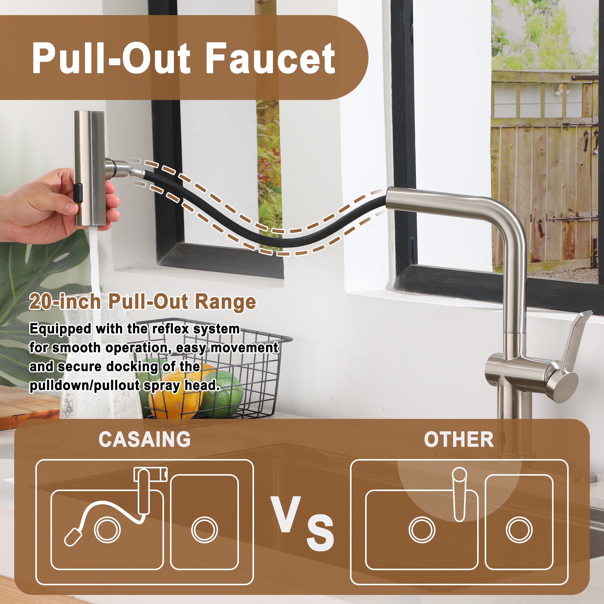 Single Handle Touchless Pull Down Sprayer Kitchen Faucet with Motion Sense Wave, Power Boost in Brushed Nickel/Brushed Gold/Matte Black/Chrome