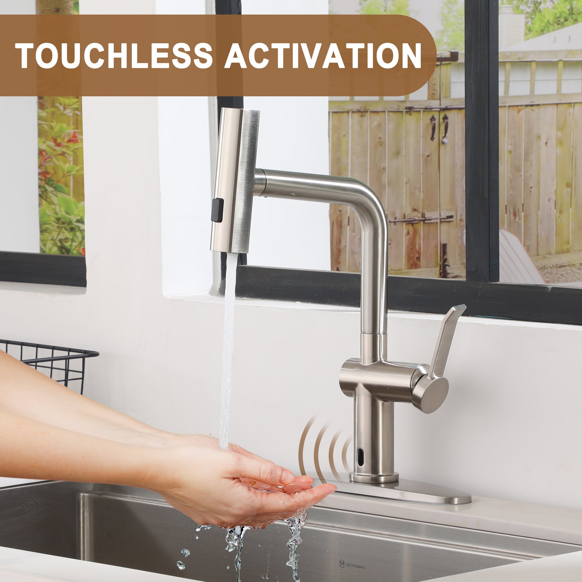 Single Handle Touchless Pull Down Sprayer Kitchen Faucet with Motion Sense Wave, Power Boost in Brushed Nickel/Brushed Gold/Matte Black/Chrome