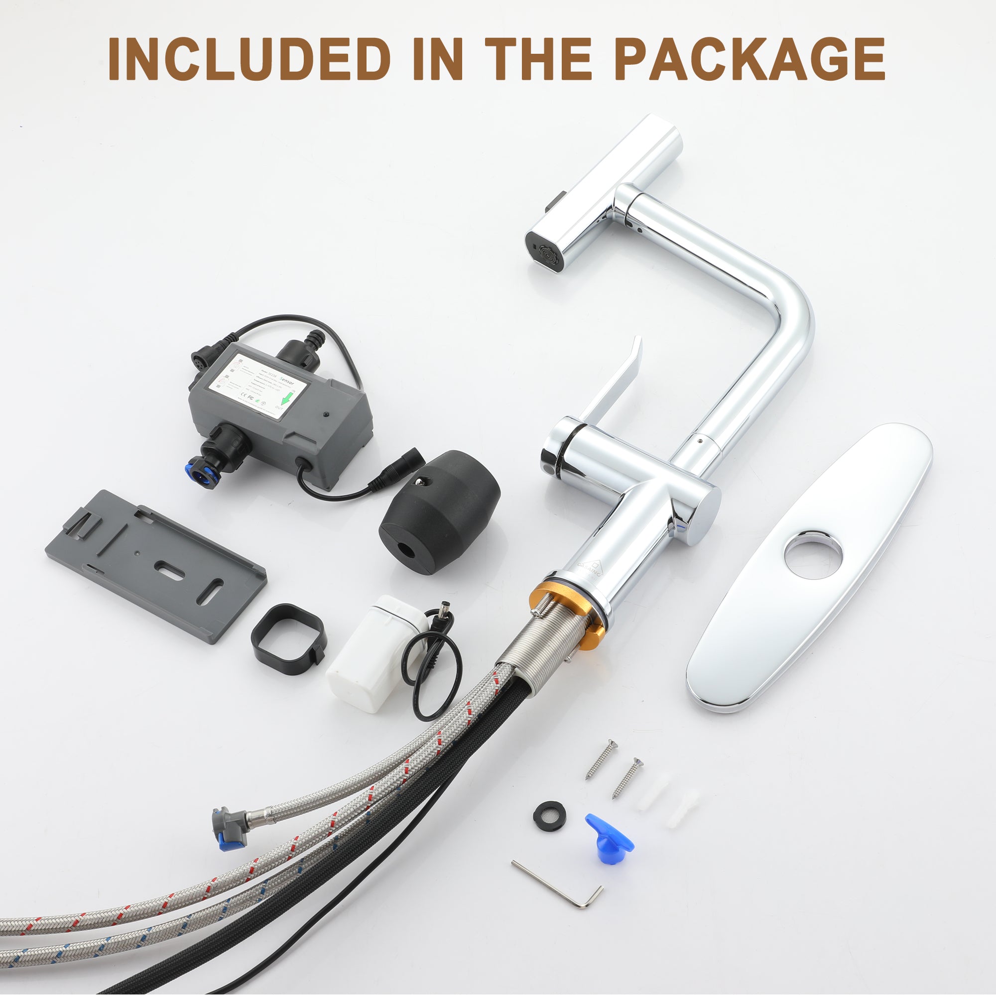 Single Handle Touchless Pull Down Sprayer Kitchen Faucet with Motion Sense Wave, Power Boost in Brushed Nickel/Brushed Gold/Matte Black/Chrome