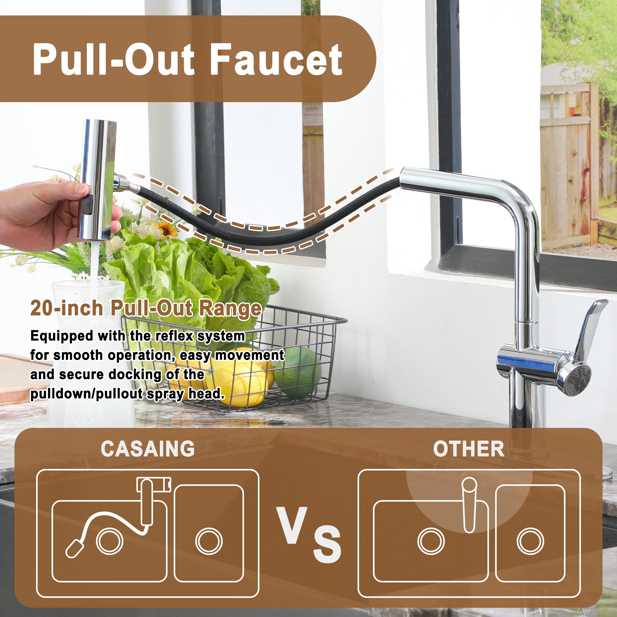 Single Handle Touchless Pull Down Sprayer Kitchen Faucet with Motion Sense Wave, Power Boost in Brushed Nickel/Brushed Gold/Matte Black/Chrome
