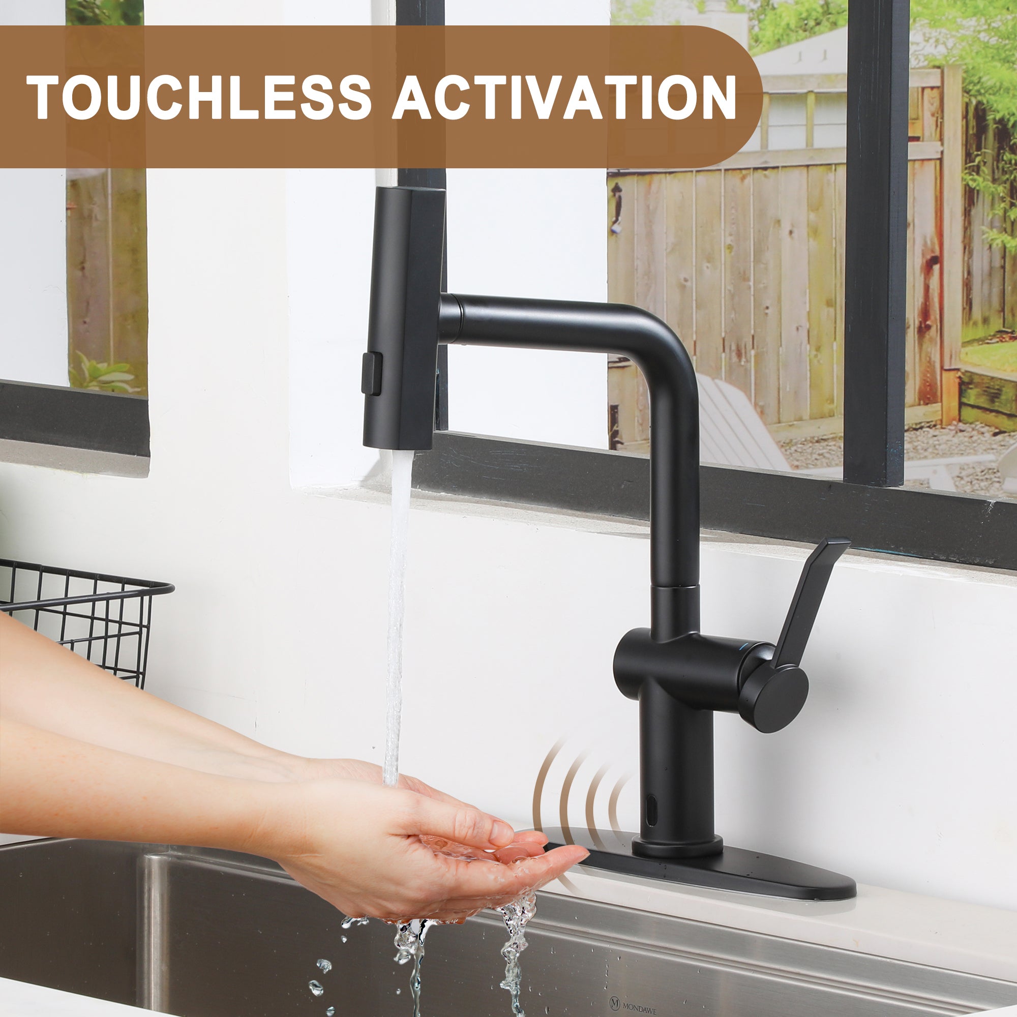 Single Handle Touchless Pull Down Sprayer Kitchen Faucet with Motion Sense Wave, Power Boost in Brushed Nickel/Brushed Gold/Matte Black/Chrome