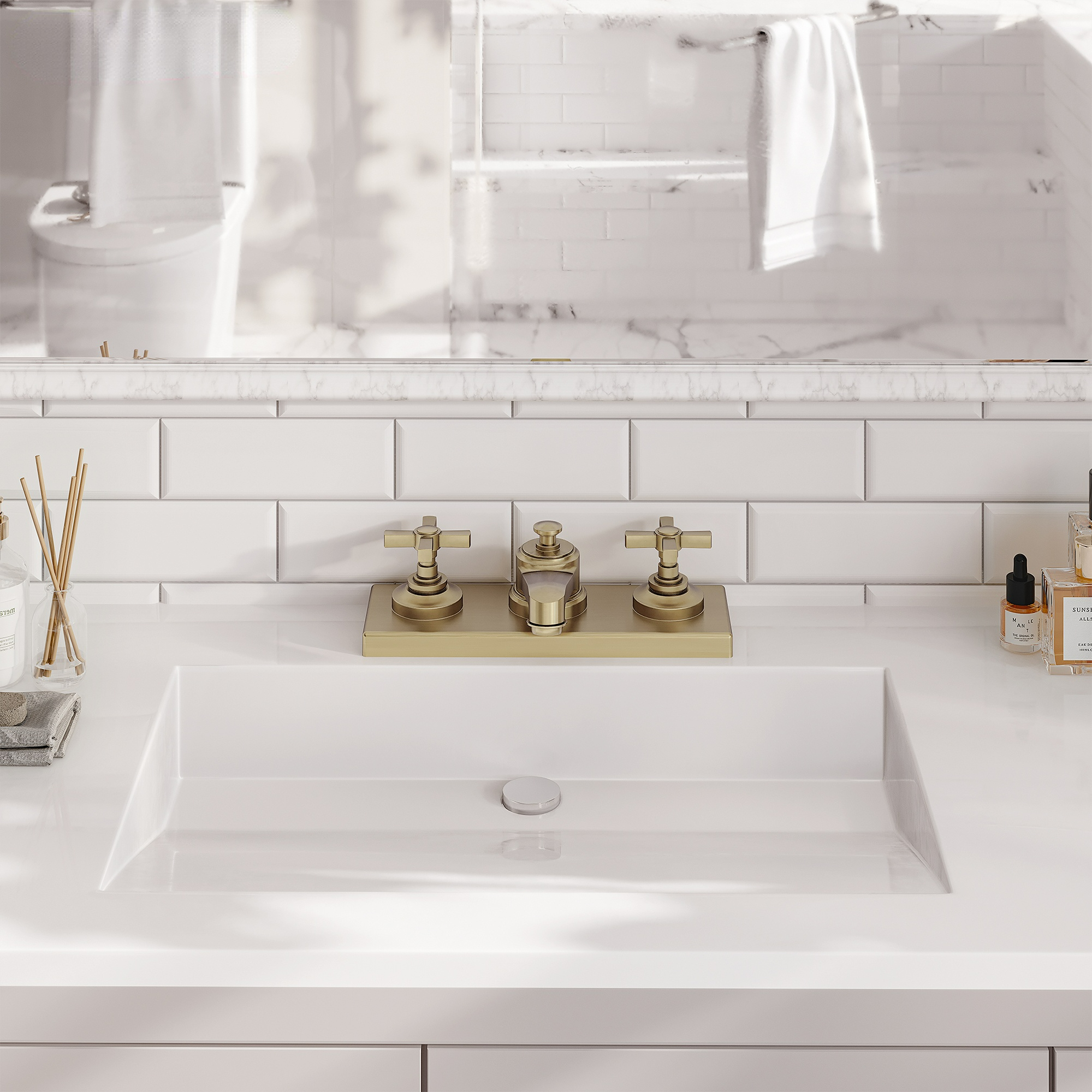 Bathroom Sink Faucet 3 Hole, 8 Inch Widespread Bathroom Faucet with Pop-up Drain 2 Handles Vintage Lavatory Vanity Faucets with cUPC Water Supply Hose,