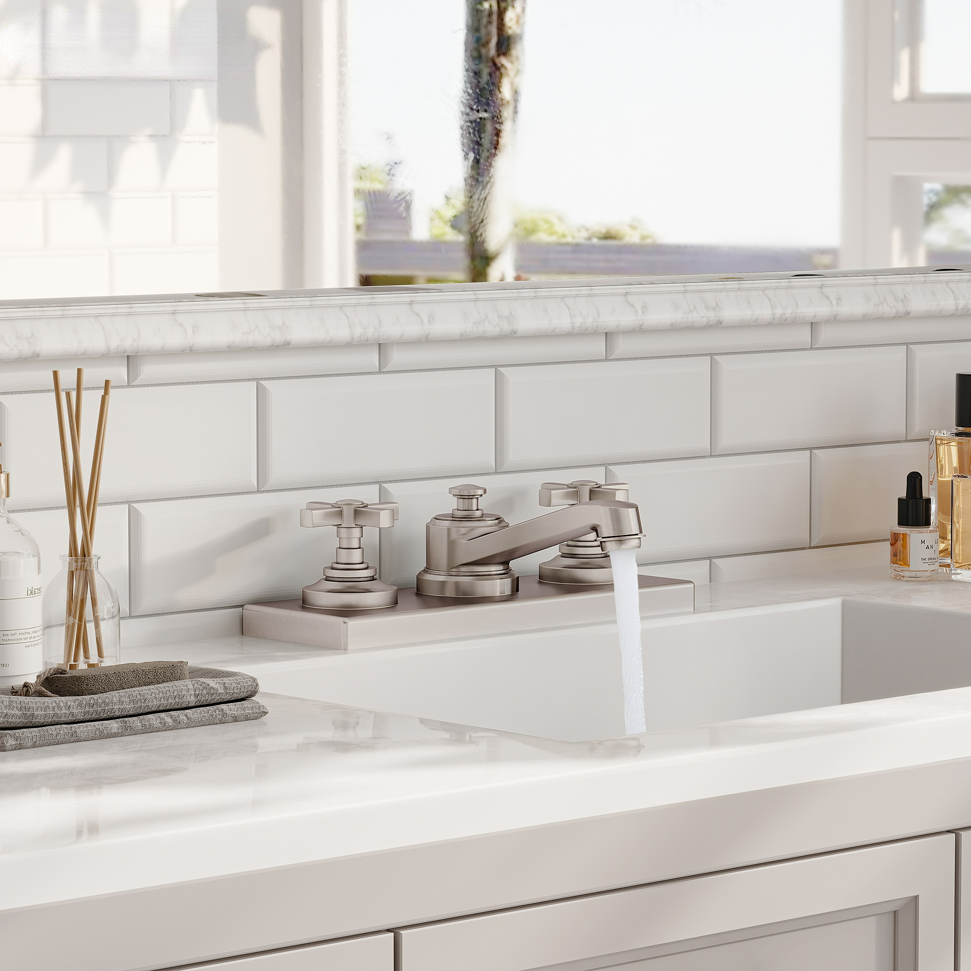 Bathroom Sink Faucet 3 Hole, 8 Inch Widespread Bathroom Faucet with Pop-up Drain 2 Handles Vintage Lavatory Vanity Faucets with cUPC Water Supply Hose,