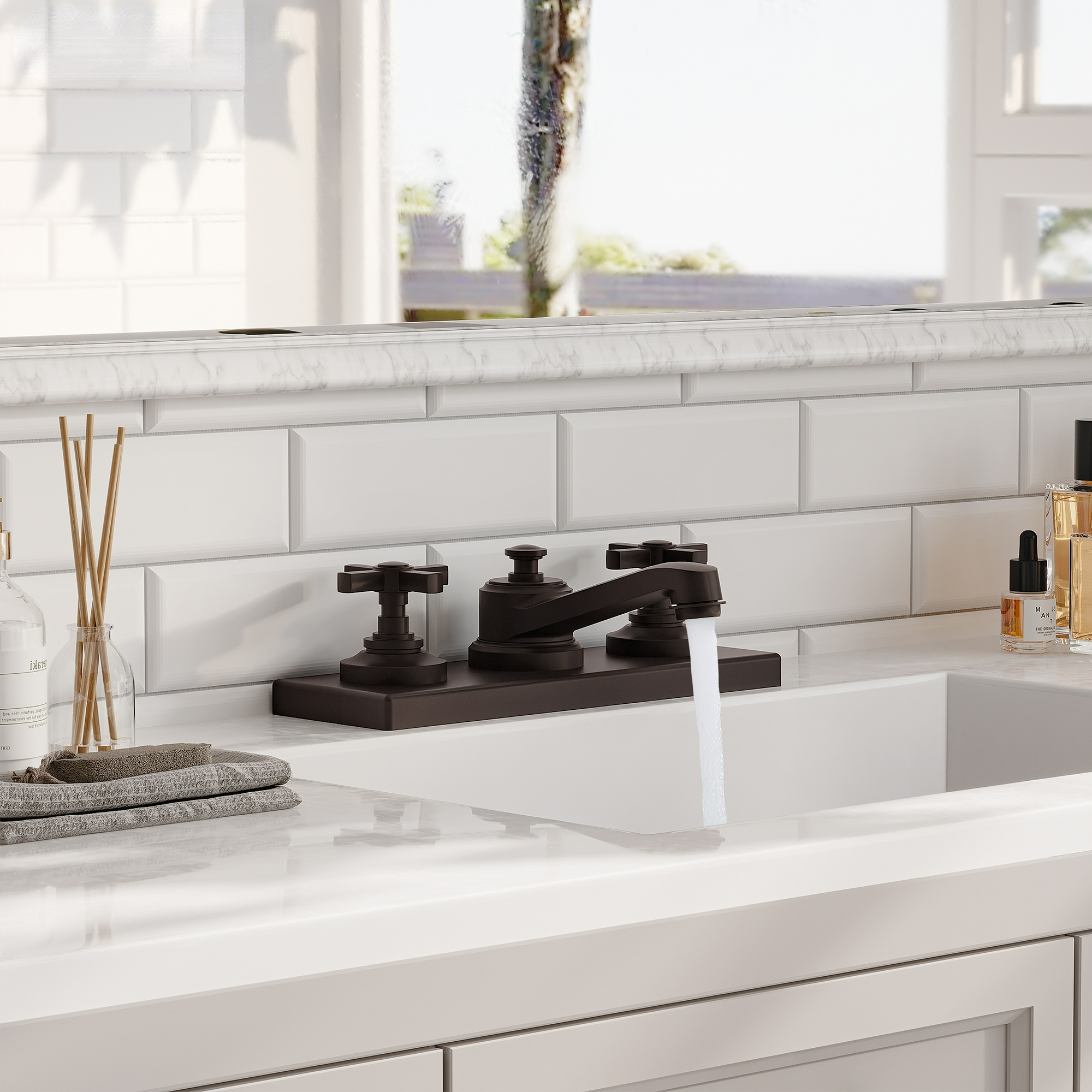 Bathroom Sink Faucet 3 Hole, 8 Inch Widespread Bathroom Faucet with Pop-up Drain 2 Handles Vintage Lavatory Vanity Faucets with cUPC Water Supply Hose,