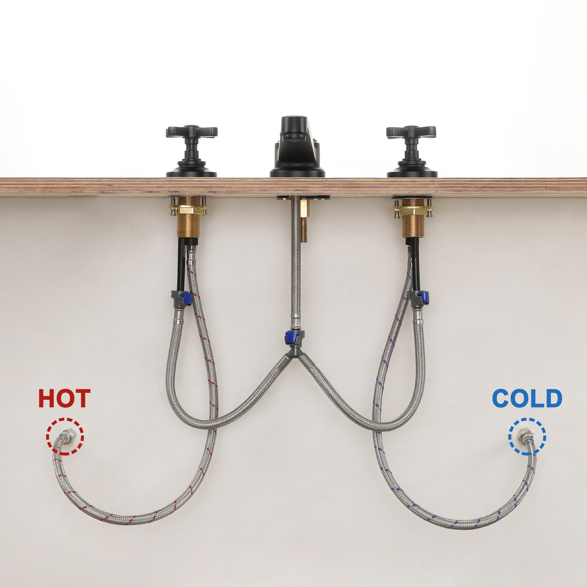 Bathroom Sink Faucet 3 Hole, 8 Inch Widespread Bathroom Faucet with Pop-up Drain 2 Handles Vintage Lavatory Vanity Faucets with cUPC Water Supply Hose,