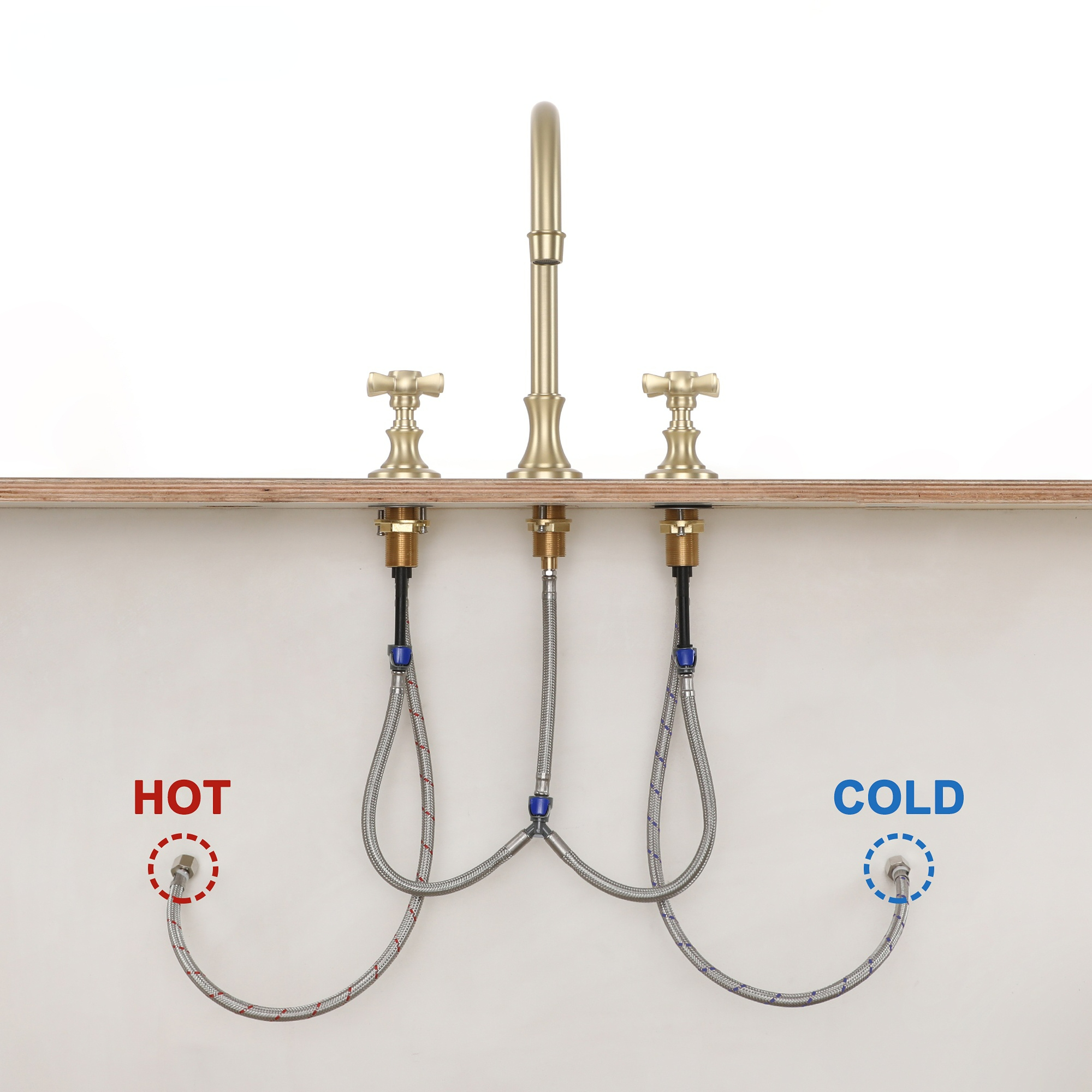 Boyel Living High-Arc 8 in. Widerspread 2-Handle Bathroom Faucet in Bushed Gold/Brushed Nickel/Matte Black