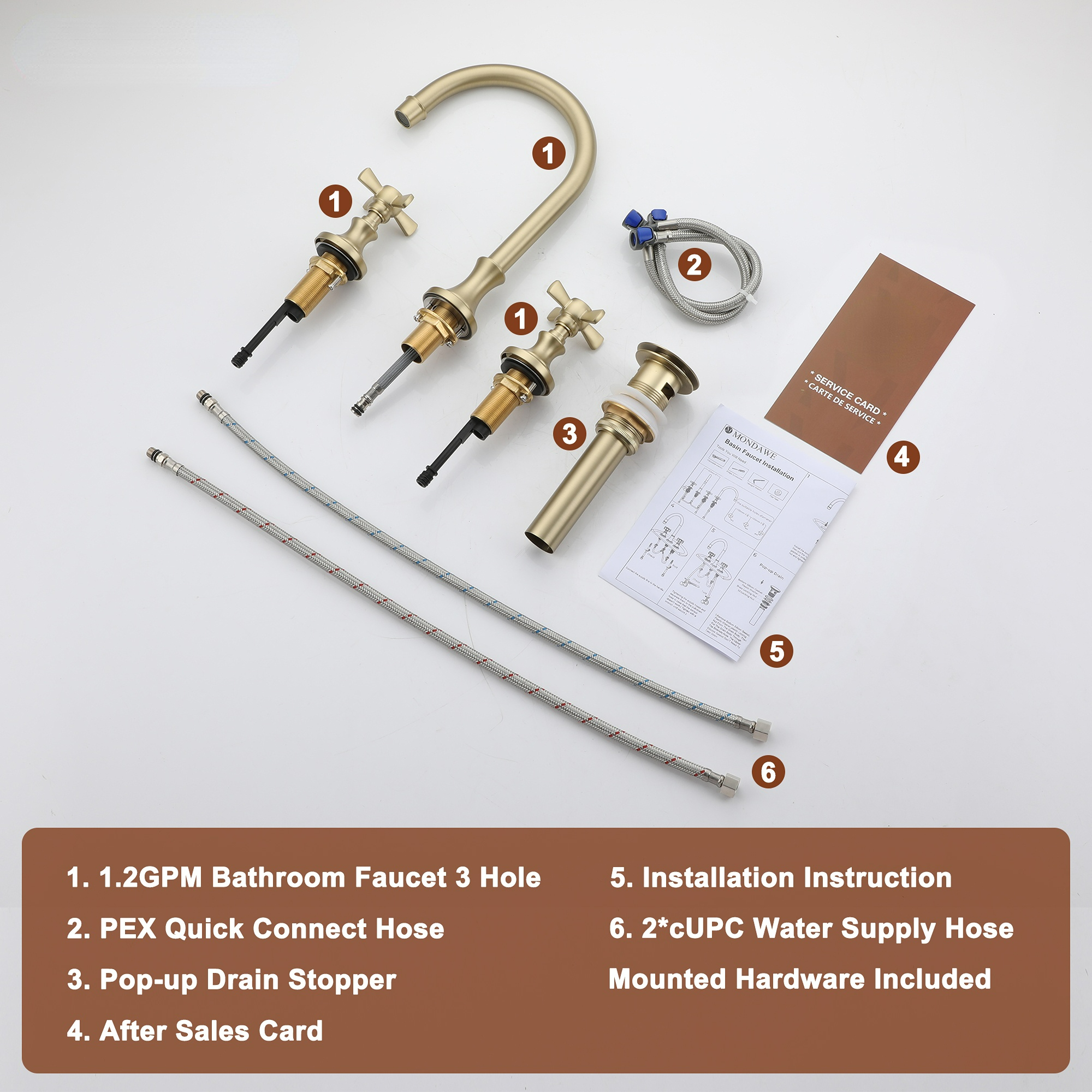 Boyel Living High-Arc 8 in. Widerspread 2-Handle Bathroom Faucet in Bushed Gold/Brushed Nickel/Matte Black