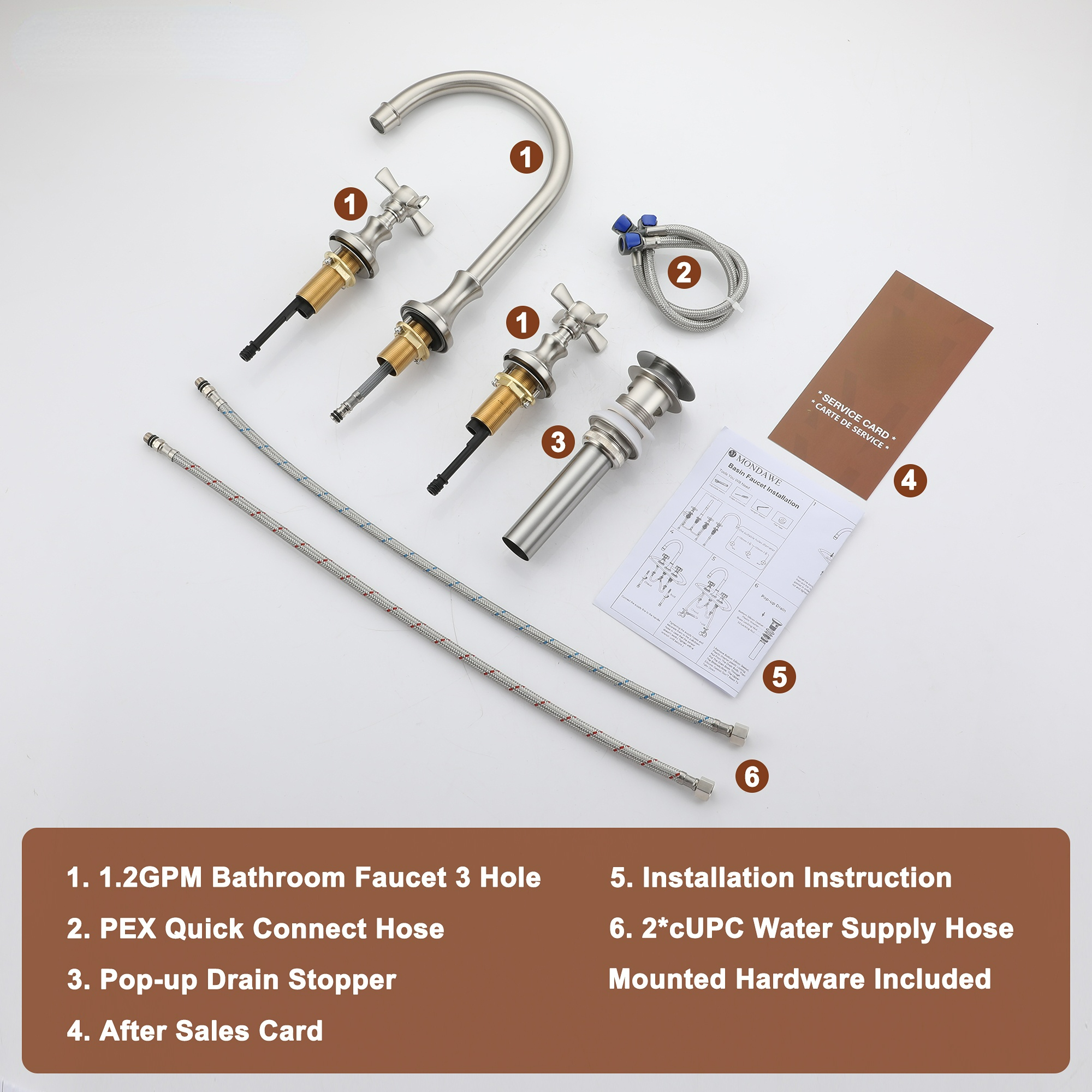 Boyel Living High-Arc 8 in. Widerspread 2-Handle Bathroom Faucet in Bushed Gold/Brushed Nickel/Matte Black