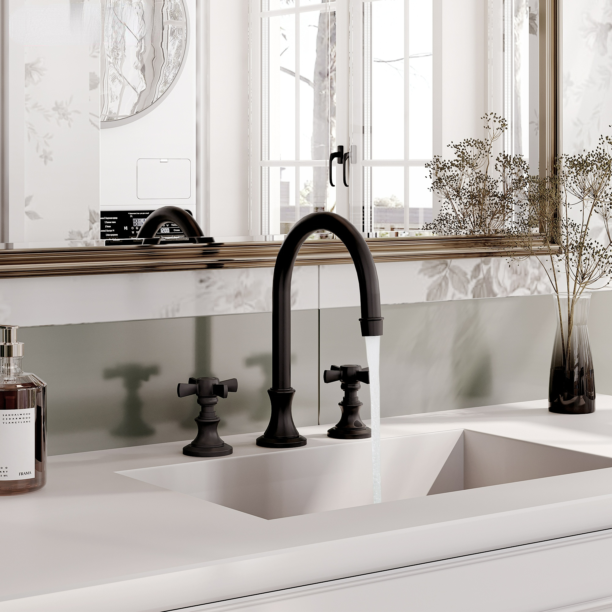 Boyel Living High-Arc 8 in. Widerspread 2-Handle Bathroom Faucet in Bushed Gold/Brushed Nickel/Matte Black