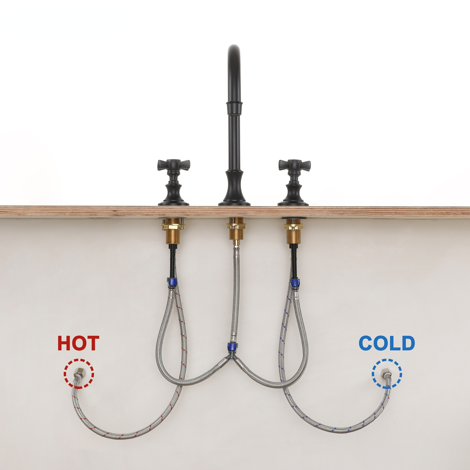 Boyel Living High-Arc 8 in. Widerspread 2-Handle Bathroom Faucet in Bushed Gold/Brushed Nickel/Matte Black