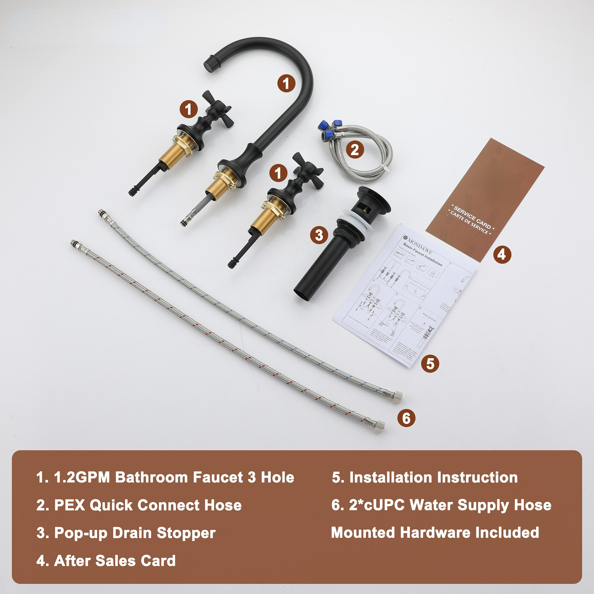 Boyel Living High-Arc 8 in. Widerspread 2-Handle Bathroom Faucet in Bushed Gold/Brushed Nickel/Matte Black