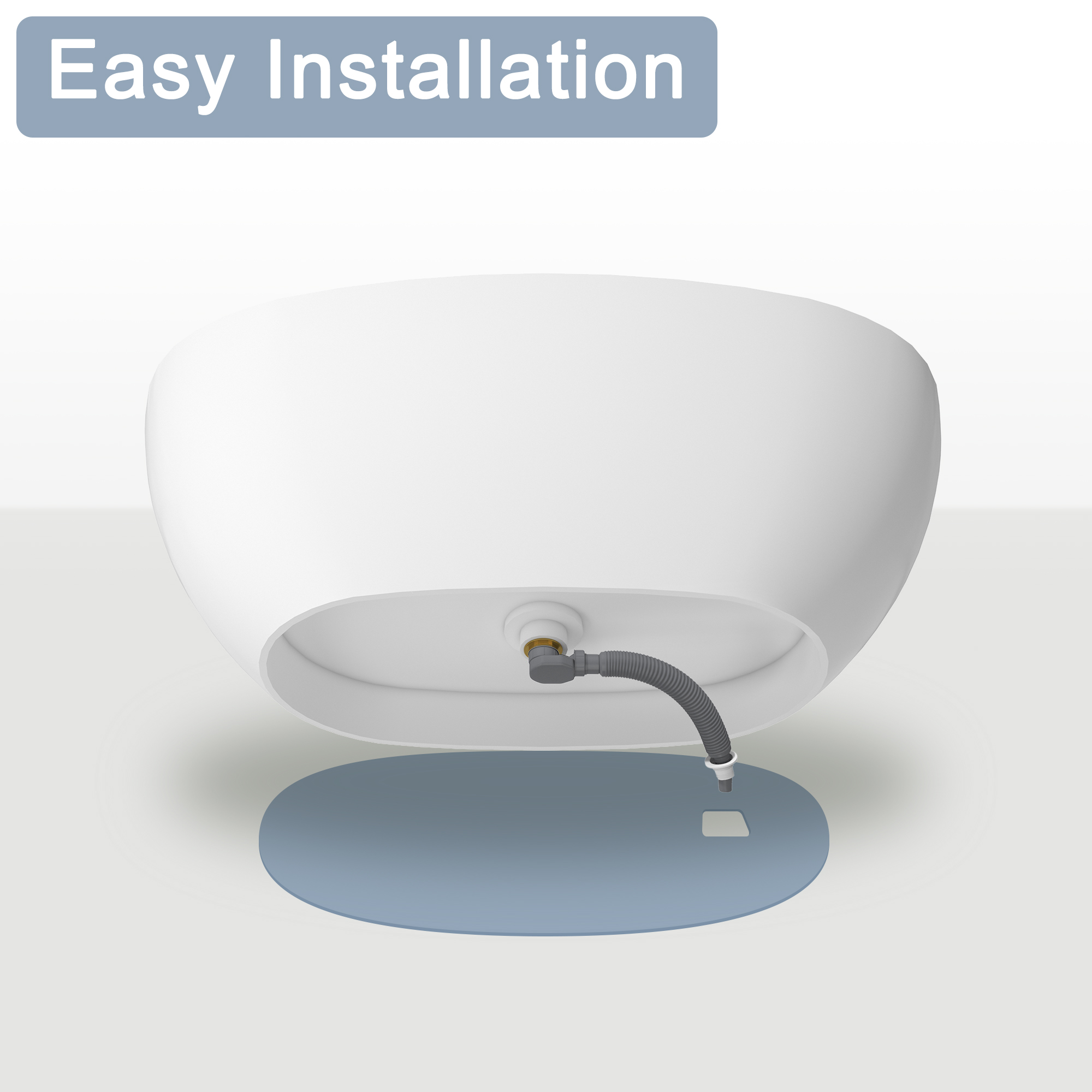 59"/63"/67" Freestanding Oval Solid Surface Stone Bathtub with Center Drain and cUPc Certification