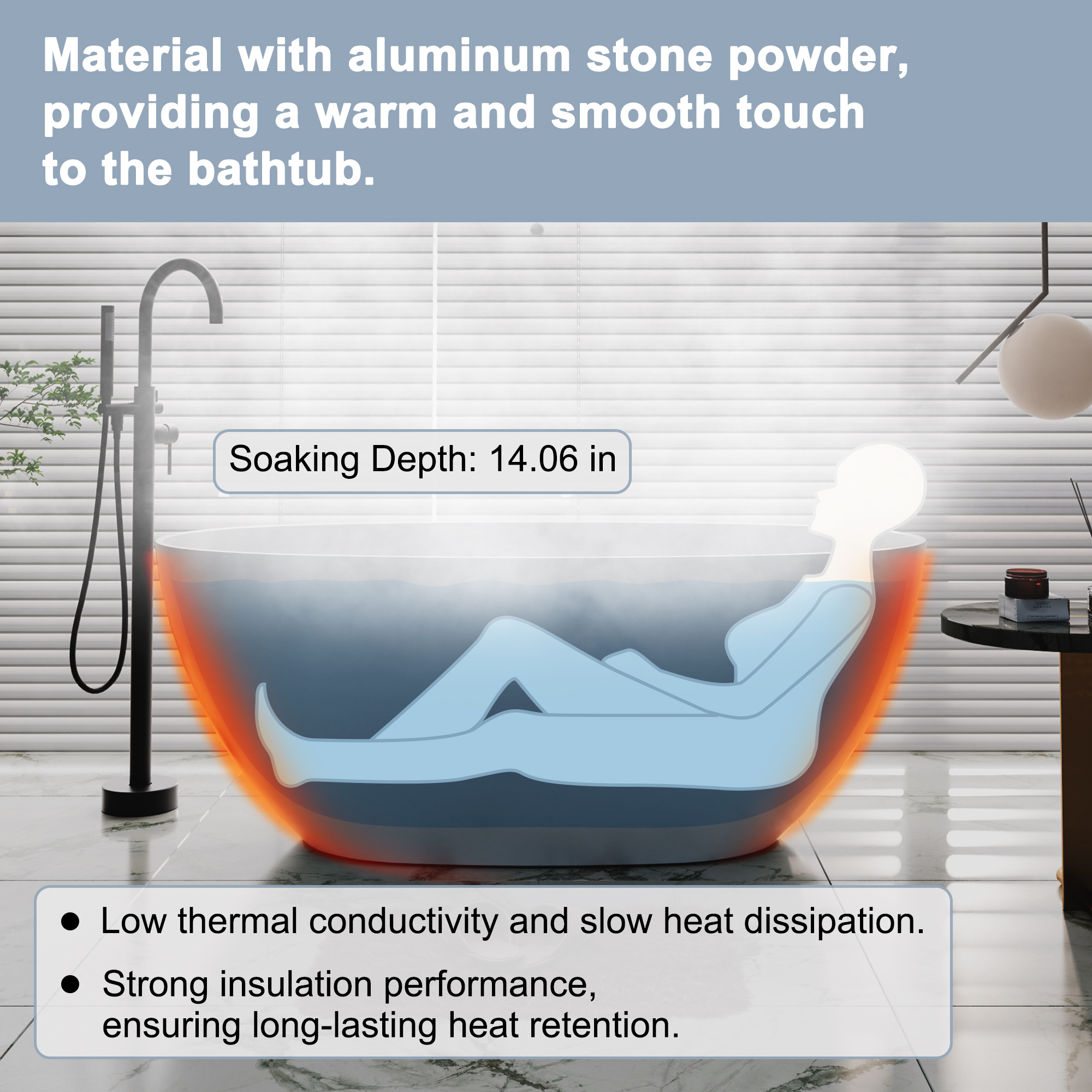 59"/63"/67" Freestanding Oval Solid Surface Stone Bathtub with Center Drain and cUPc Certification