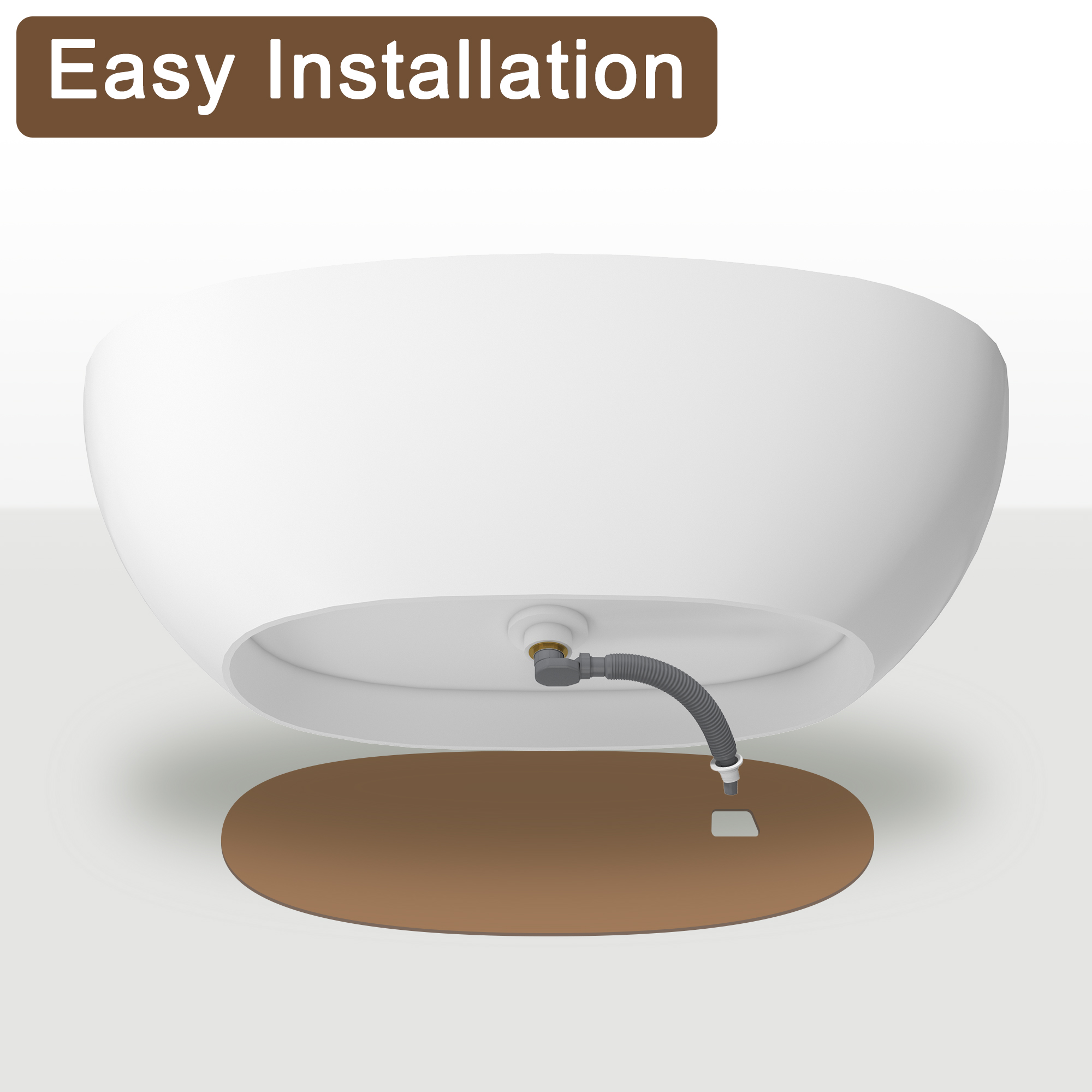 59"/63"/67" Freestanding Oval Solid Surface Stone Bathtub with Center Drain and cUPc Certification