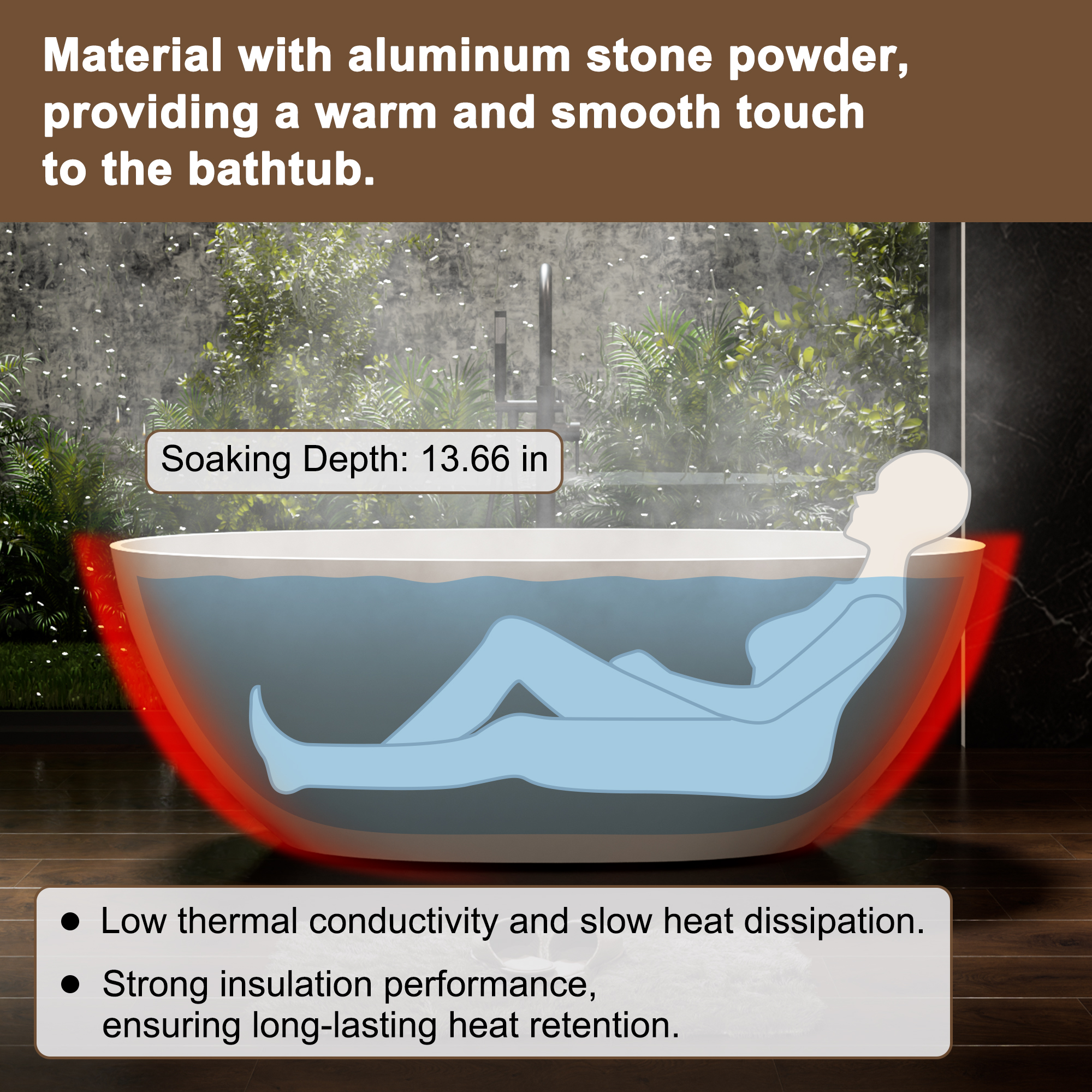 59"/63"/67" Freestanding Oval Solid Surface Stone Bathtub with Center Drain and cUPc Certification