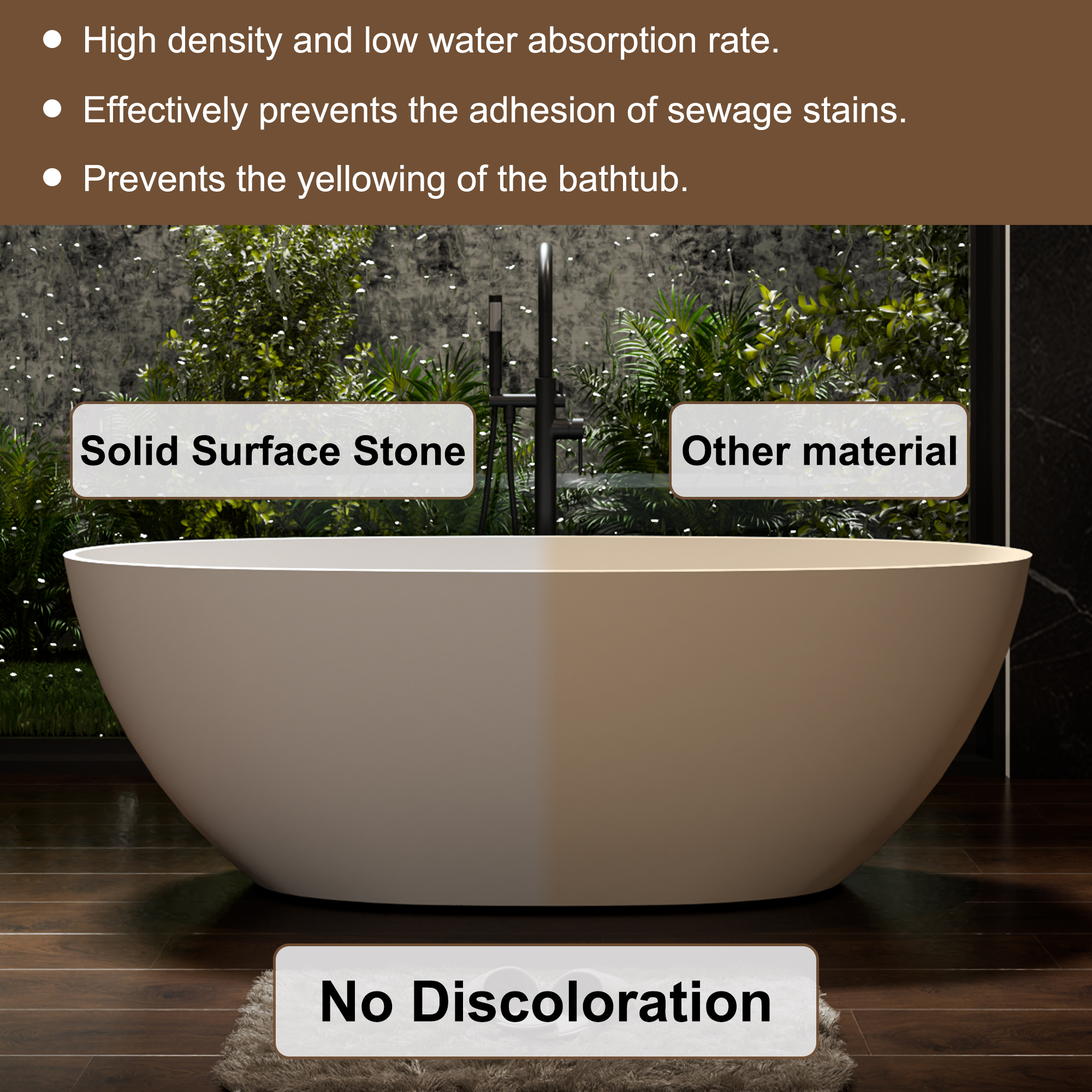 59"/63"/67" Freestanding Oval Solid Surface Stone Bathtub with Center Drain and cUPc Certification