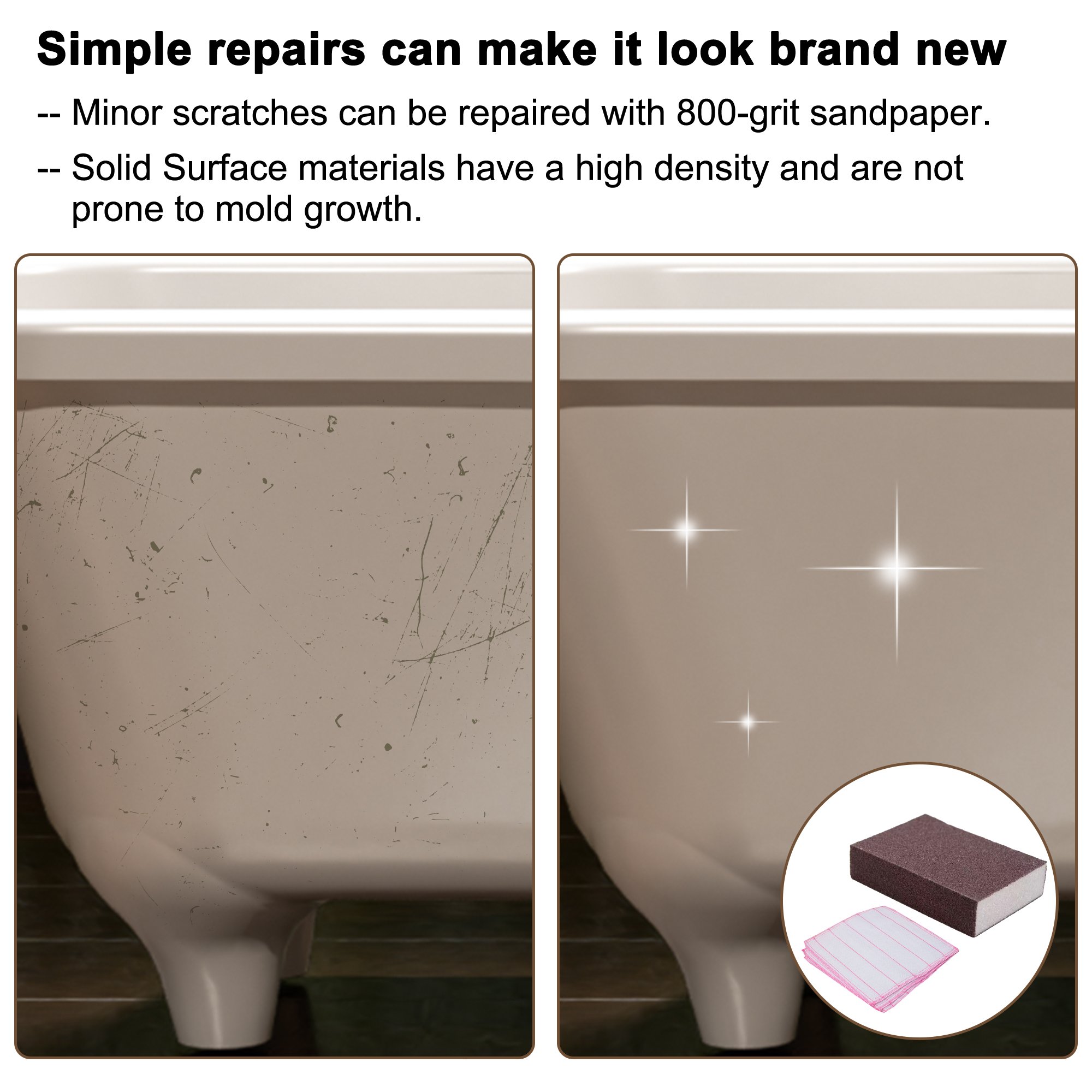 69" Solid Surface Stone Freestanding Soaking Tub with Pedestal and Left Overflow