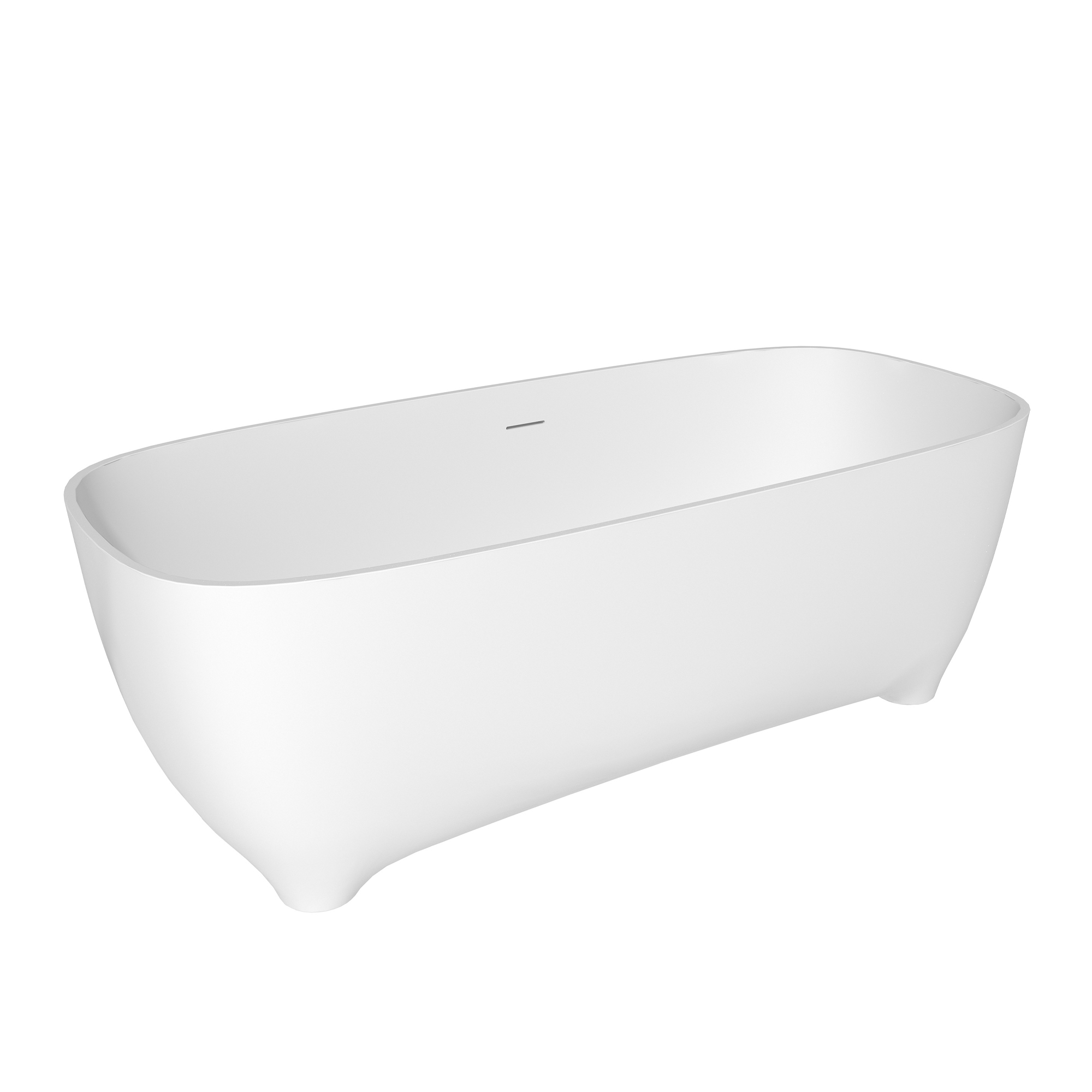 67" Matte White Solid Surface Stone Adult Freestanding Soaking Tub with Raised Pedestal