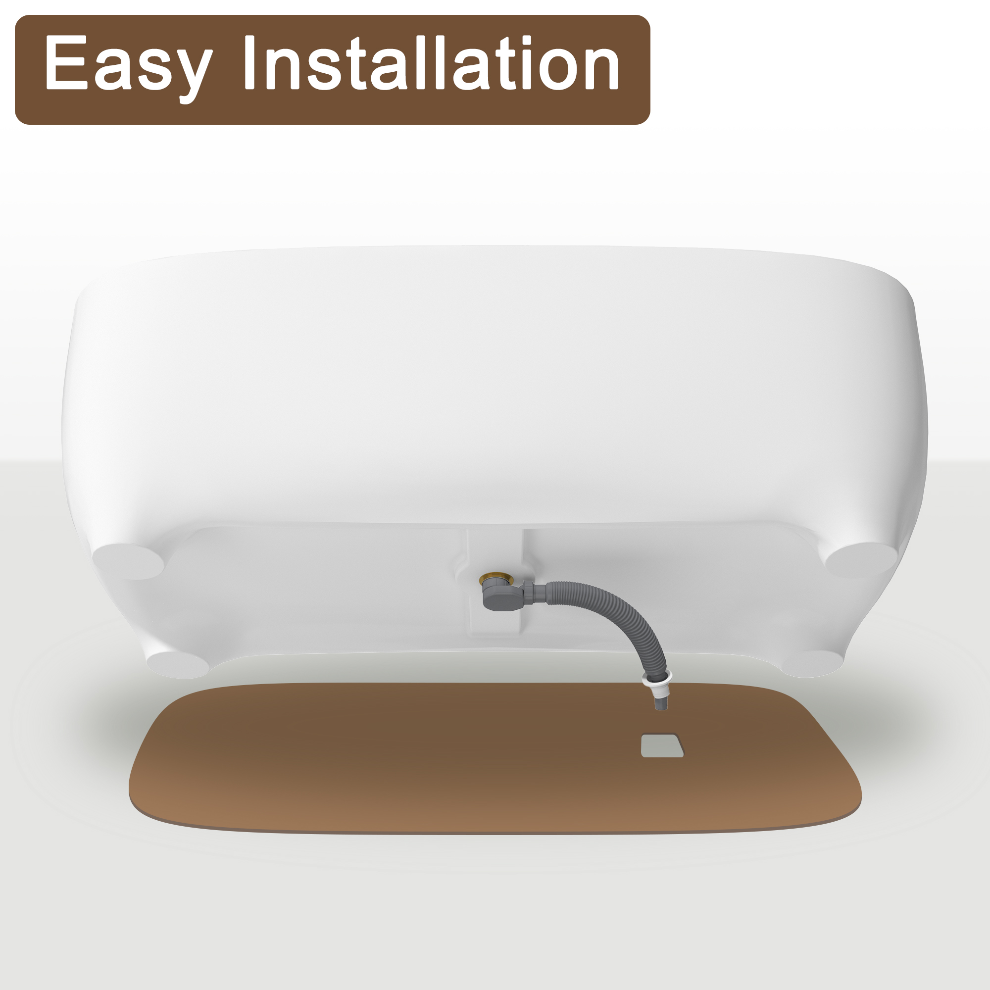 67" Matte White Solid Surface Stone Adult Freestanding Soaking Tub with Raised Pedestal