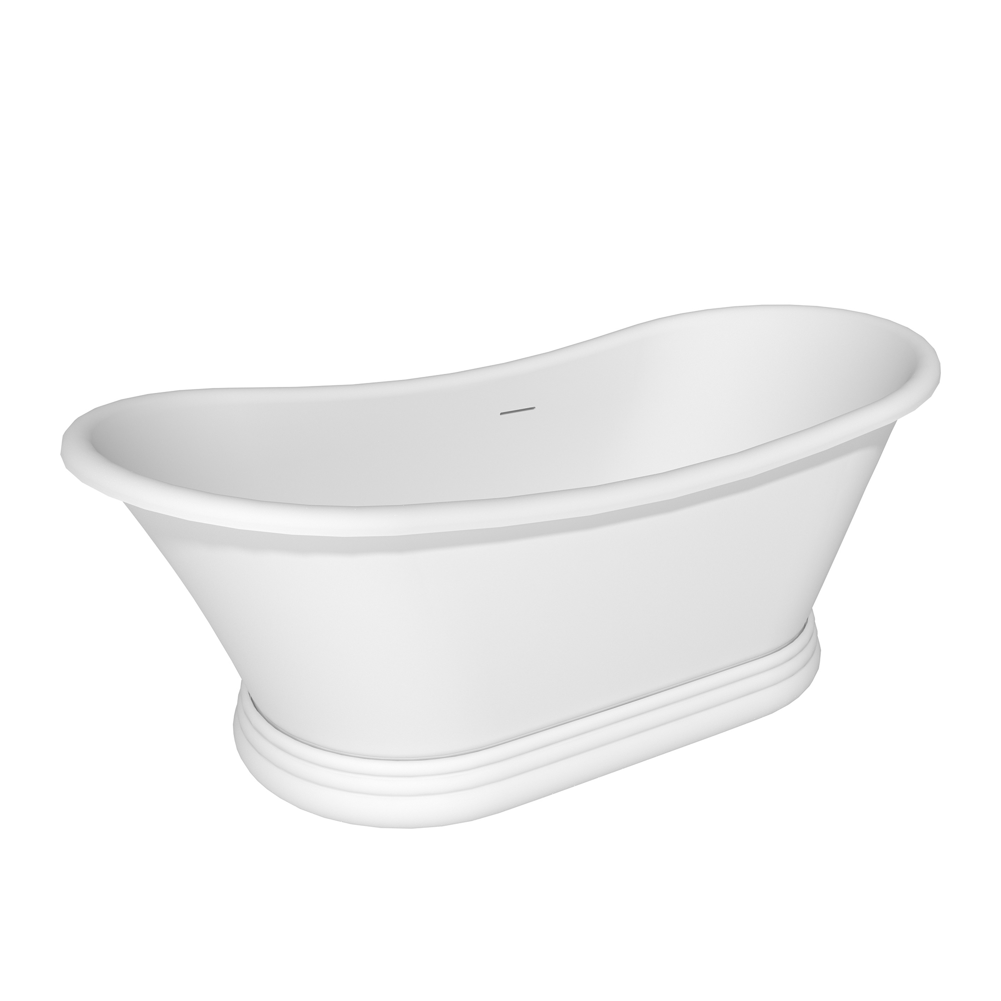 67" Matte White Freestanding Solid Surface Stone Curved Bathtub with Double-Ended High-Back