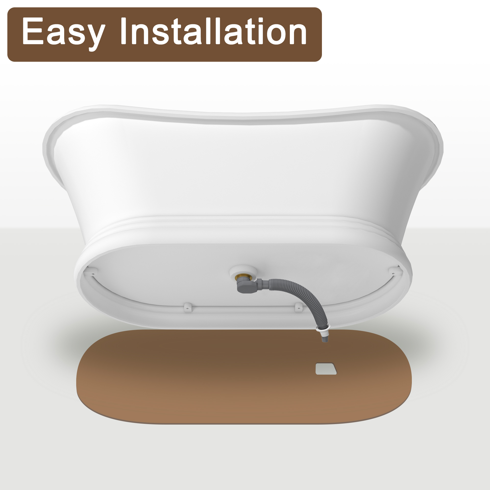 67" Matte White Freestanding Solid Surface Stone Curved Bathtub with Double-Ended High-Back