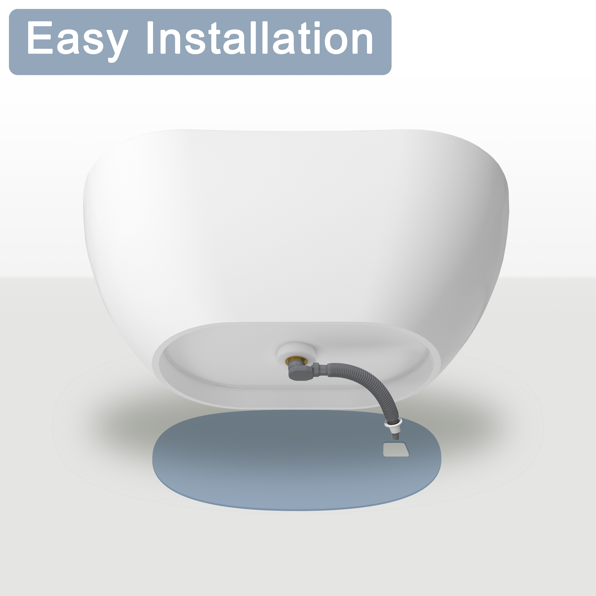 56"/65"/71" Matte White Solid Surface Stone Freestanding Tub with Classic Arc Shape