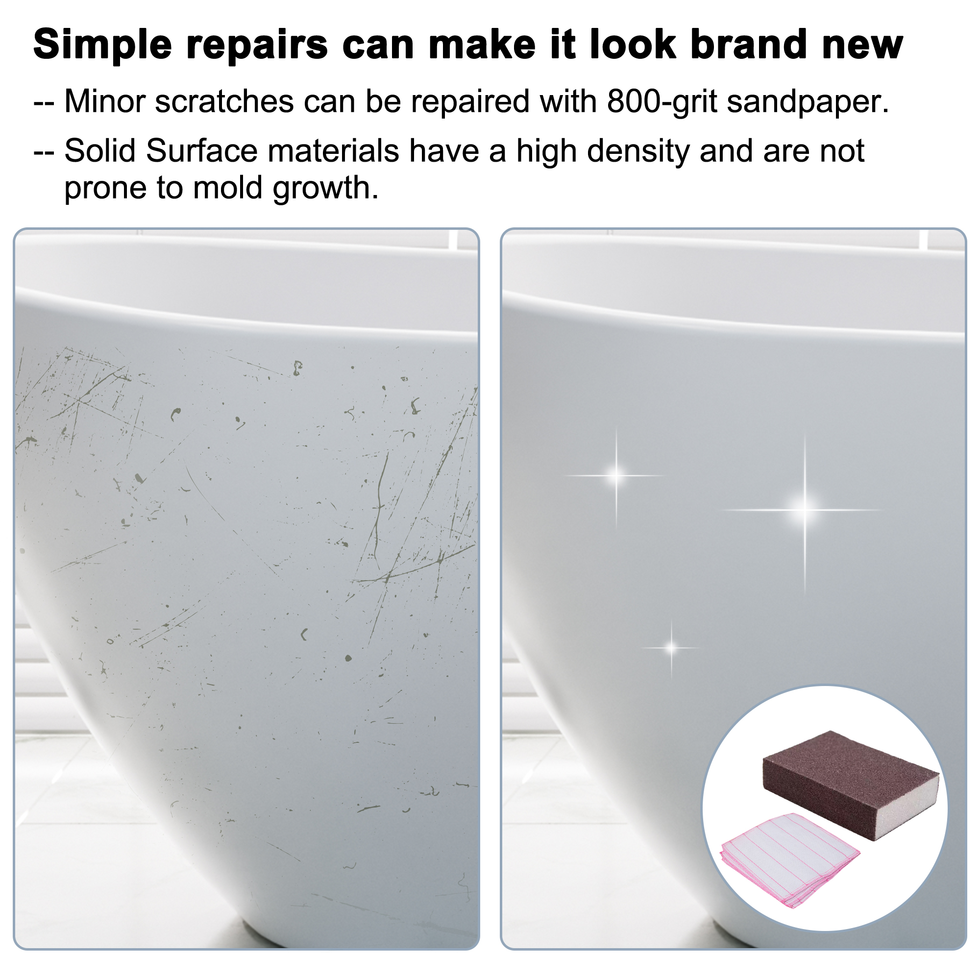 56"/65"/71" Matte White Solid Surface Stone Freestanding Tub with Classic Arc Shape