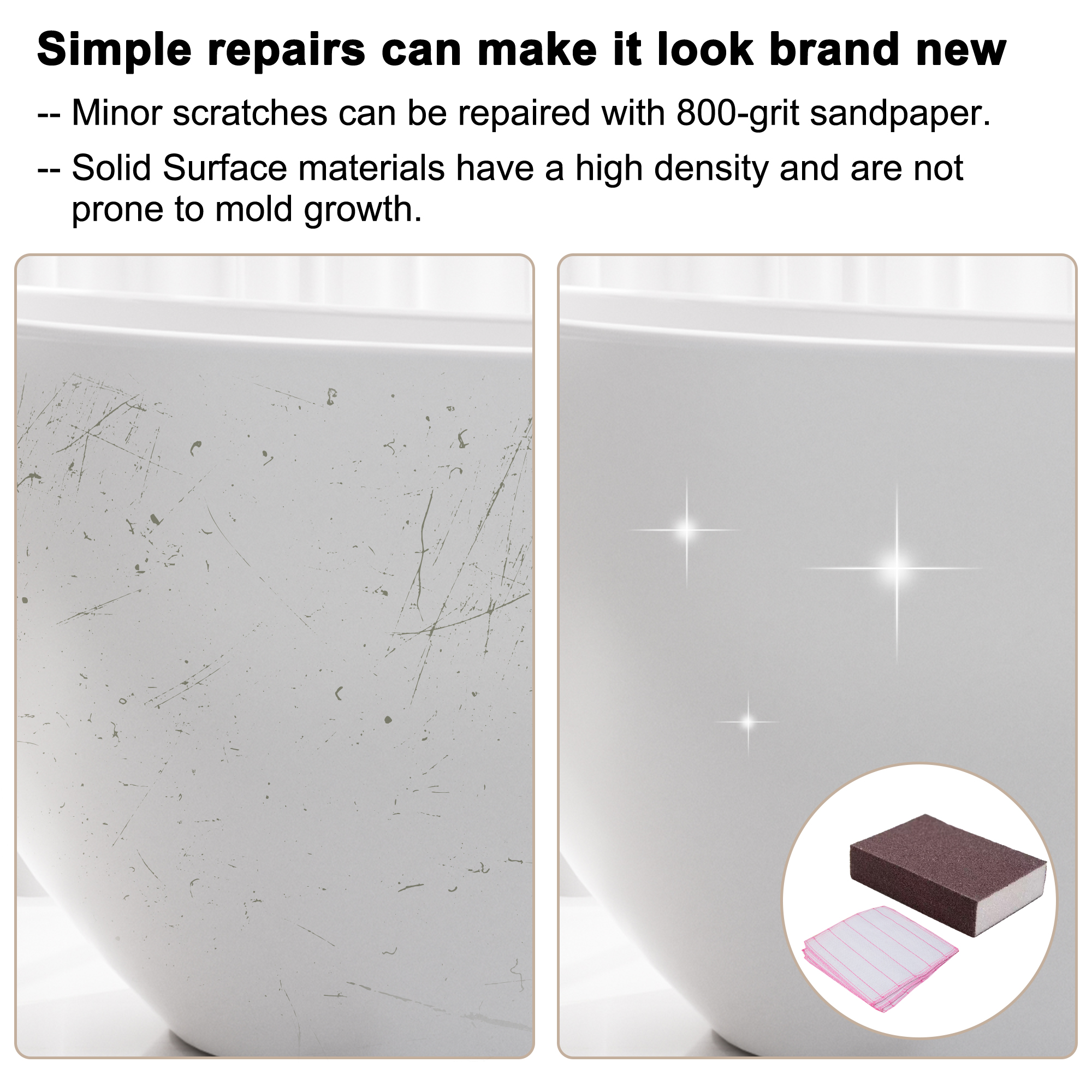 56"/65"/71" Matte White Solid Surface Stone Freestanding Tub with Classic Arc Shape