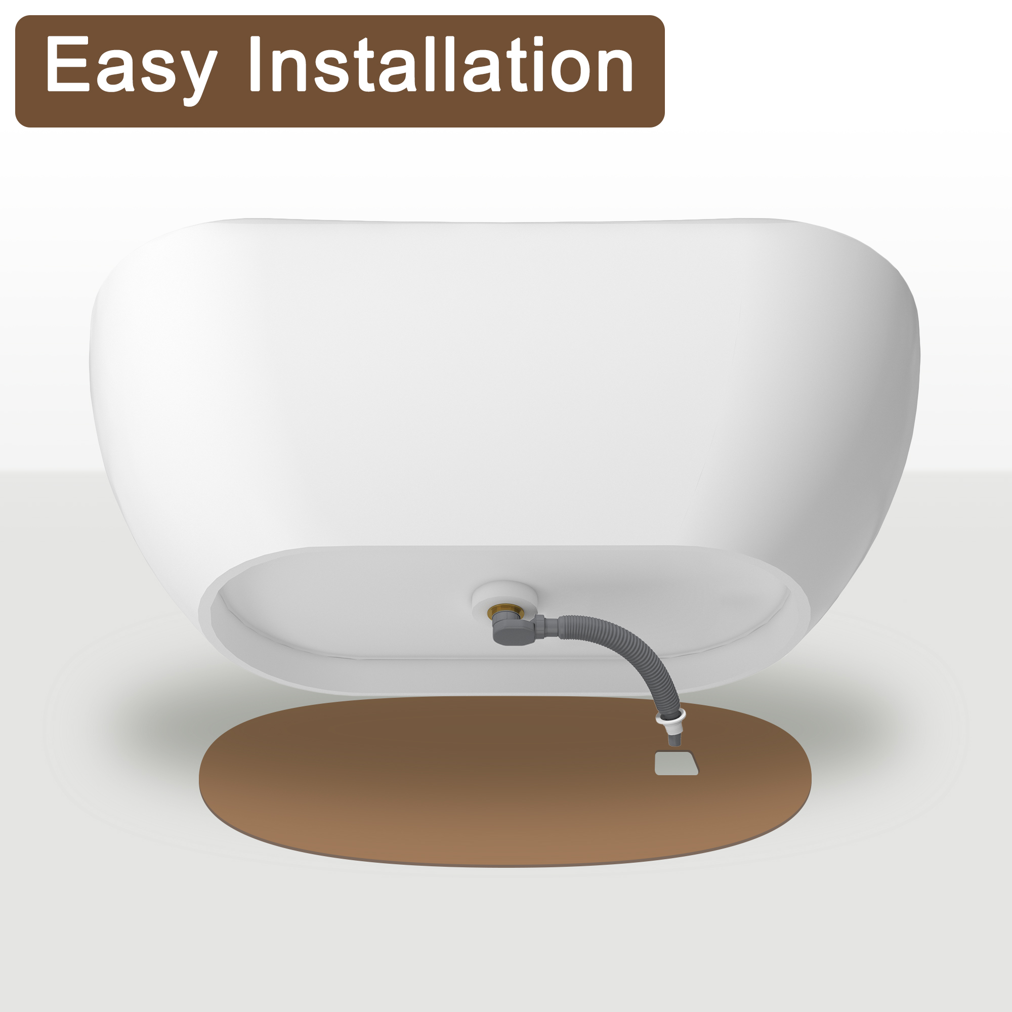 56"/65"/71" Matte White Solid Surface Stone Freestanding Tub with Classic Arc Shape