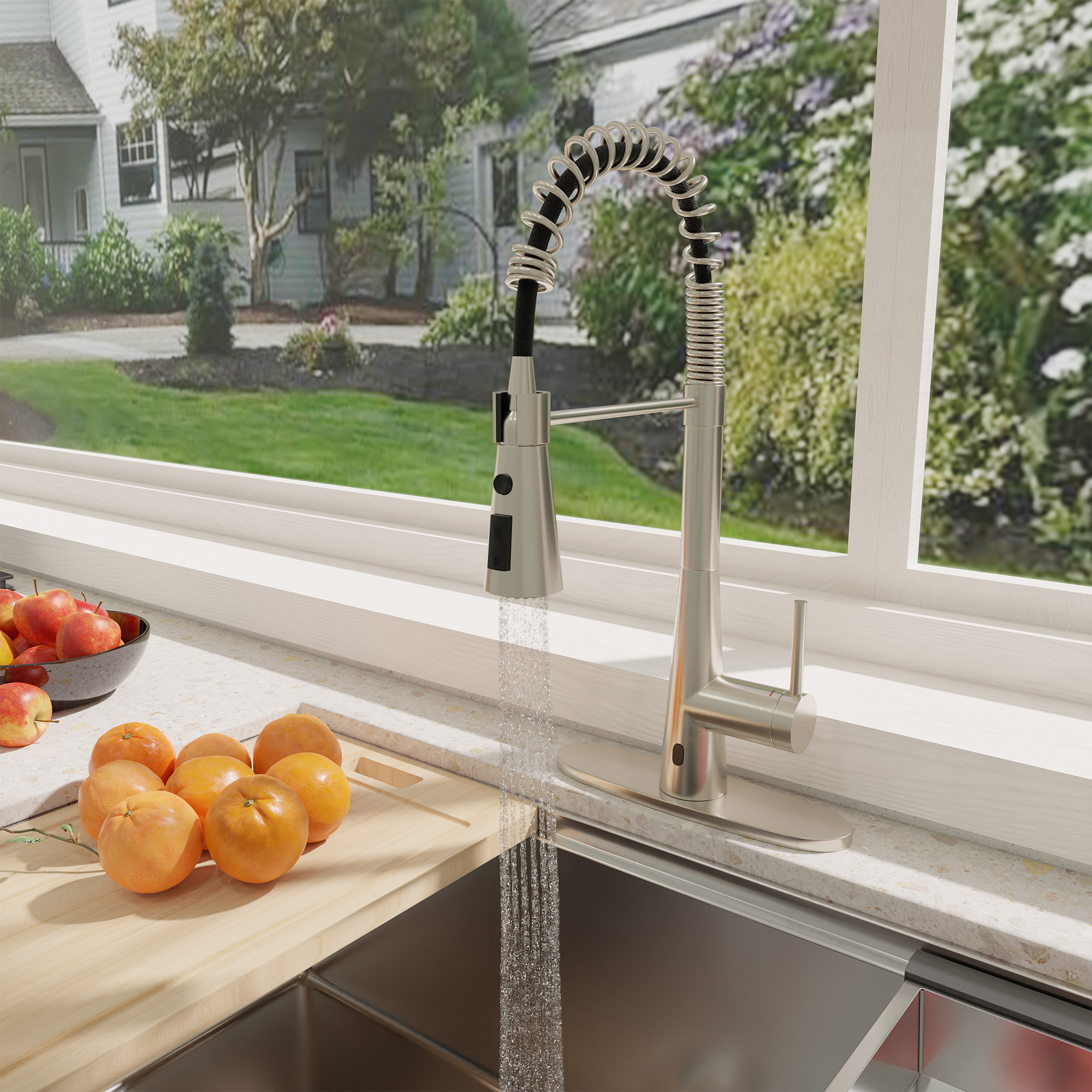 Touchless Spring Single Hole Pull dowm Sensor Kitchen Faucet Designer Style