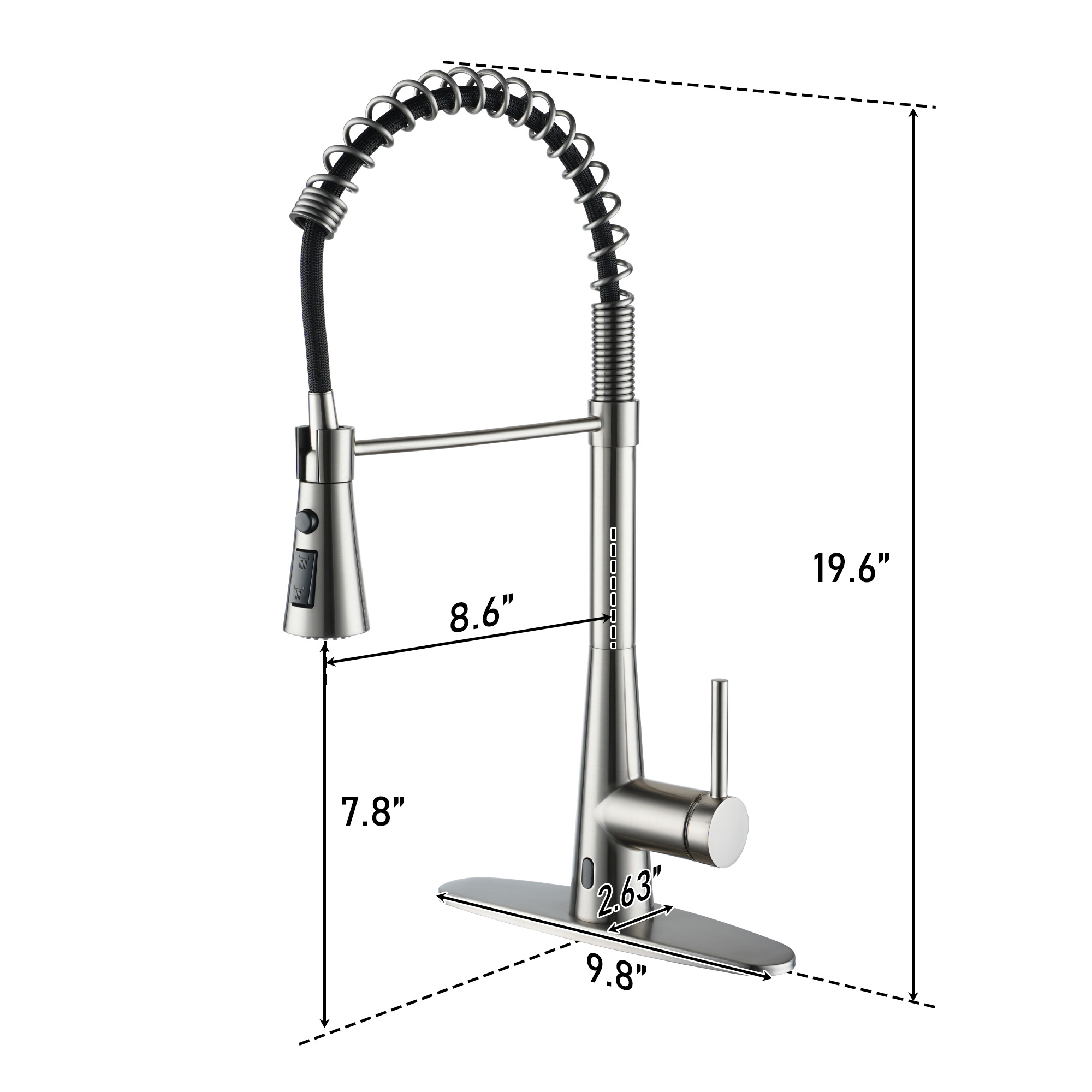 Touchless Spring Single Hole Pull dowm Sensor Kitchen Faucet Designer Style