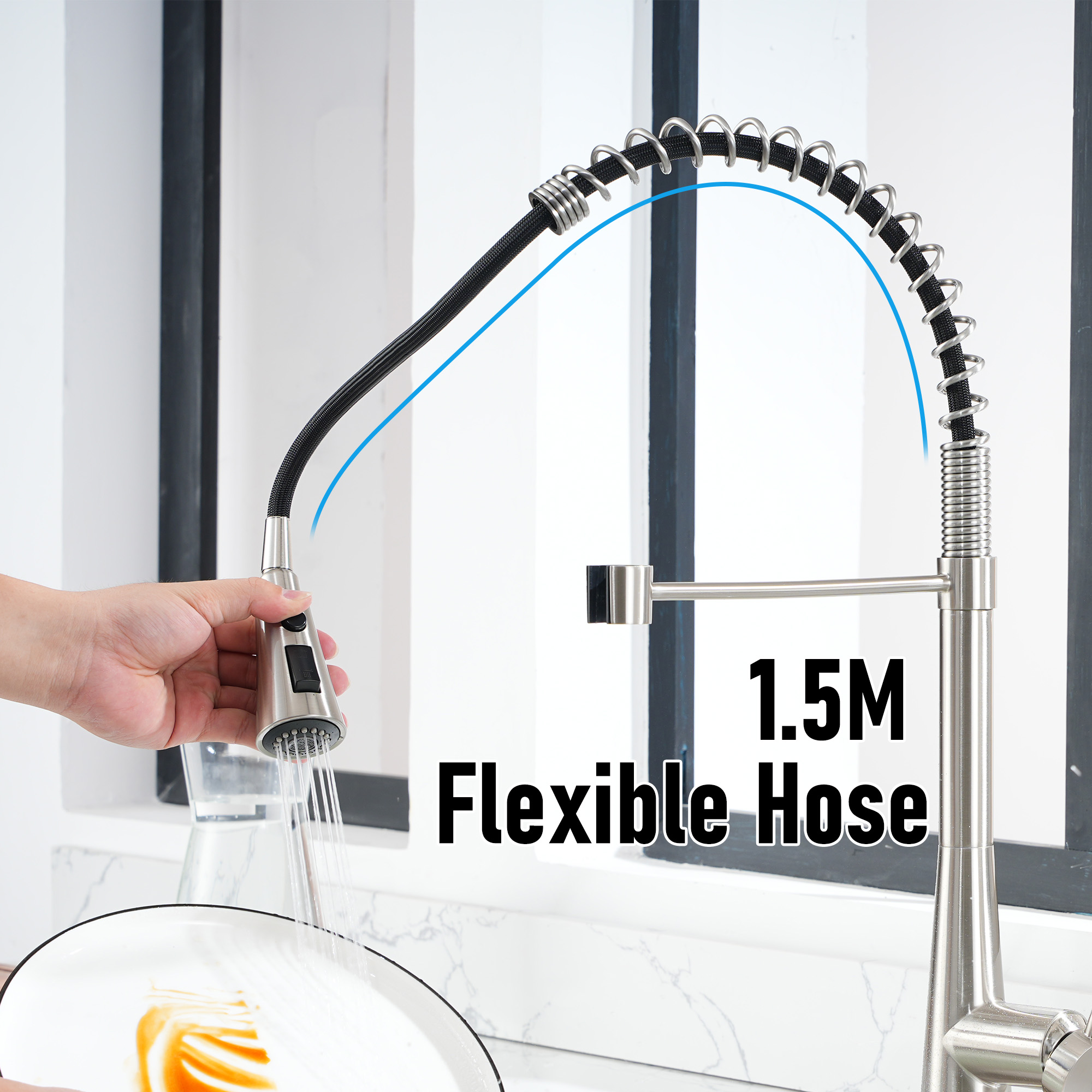 Touchless Spring Single Hole Pull dowm Sensor Kitchen Faucet Designer Style