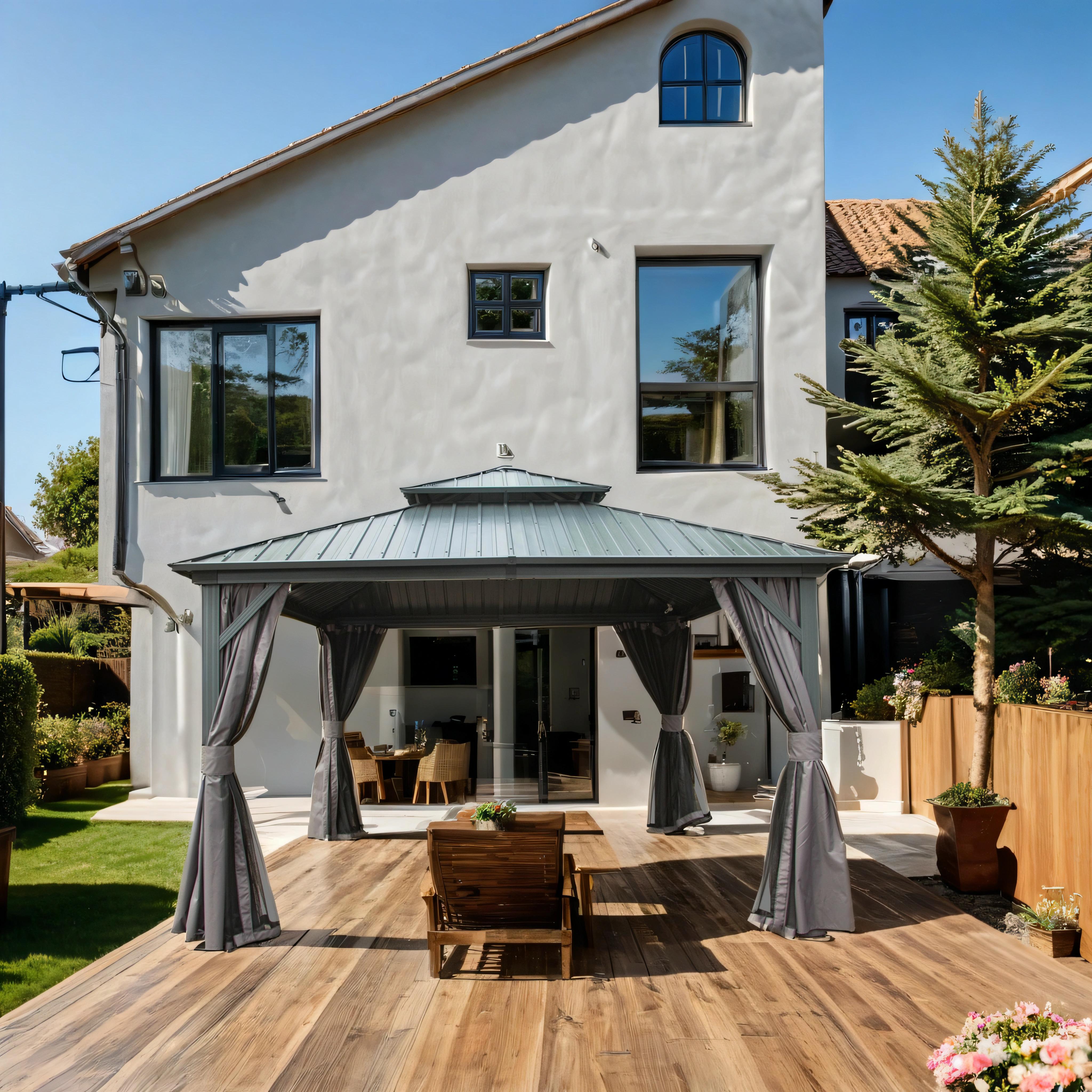 12' X 12' Outdoor Gazebo, Hardtop Aluminum Metal Gazebo with Galvanized Steel Double Roof Canopy, Curtain and Netting for Patio, Backyard, Deck, Lawn