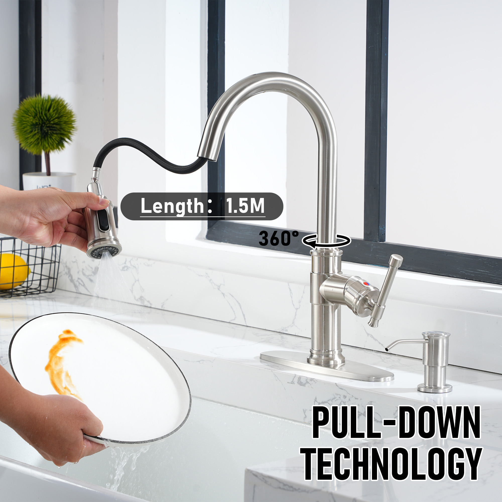 Single Hole Kitchen faucets with soap dispenser
