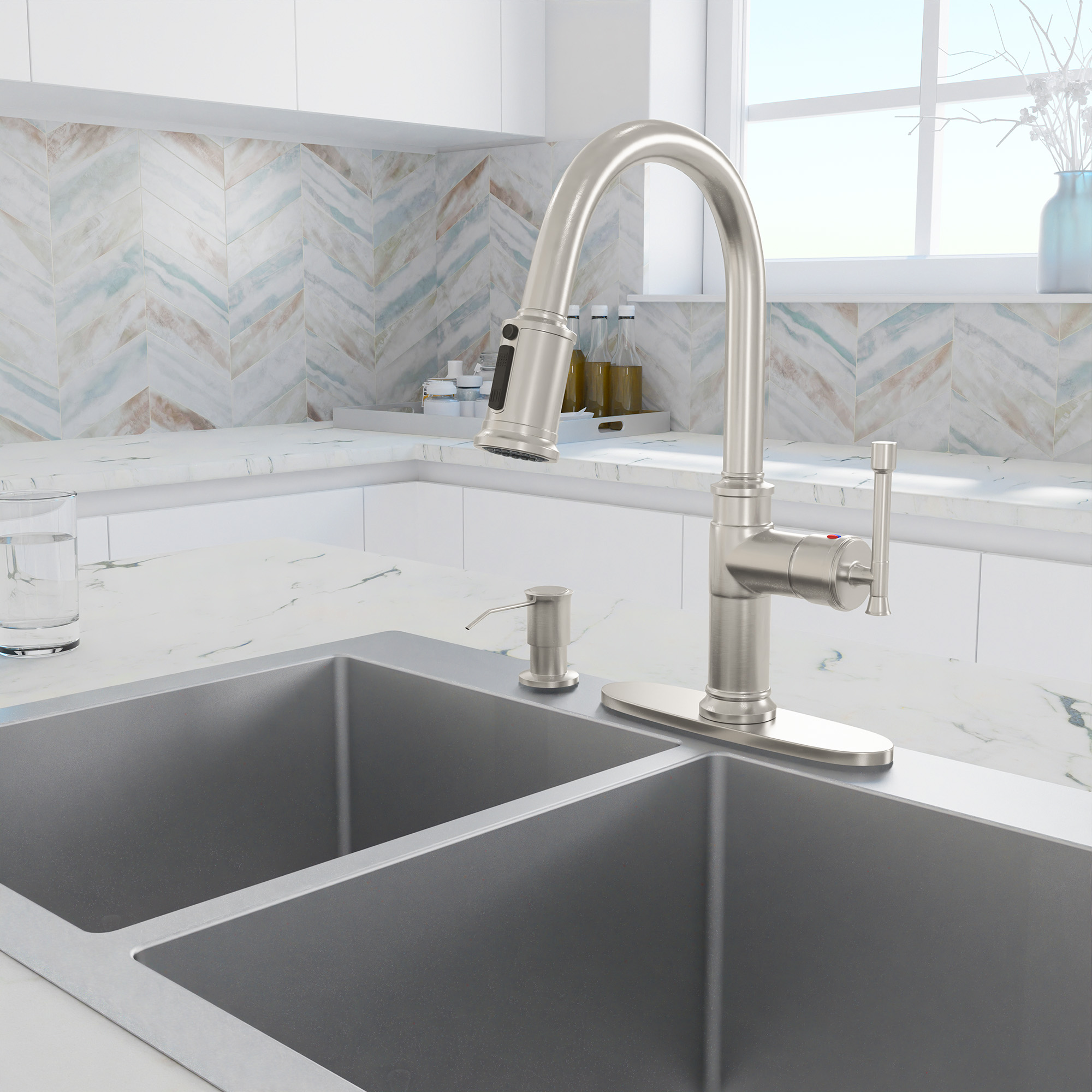 Single Hole Kitchen faucets with soap dispenser