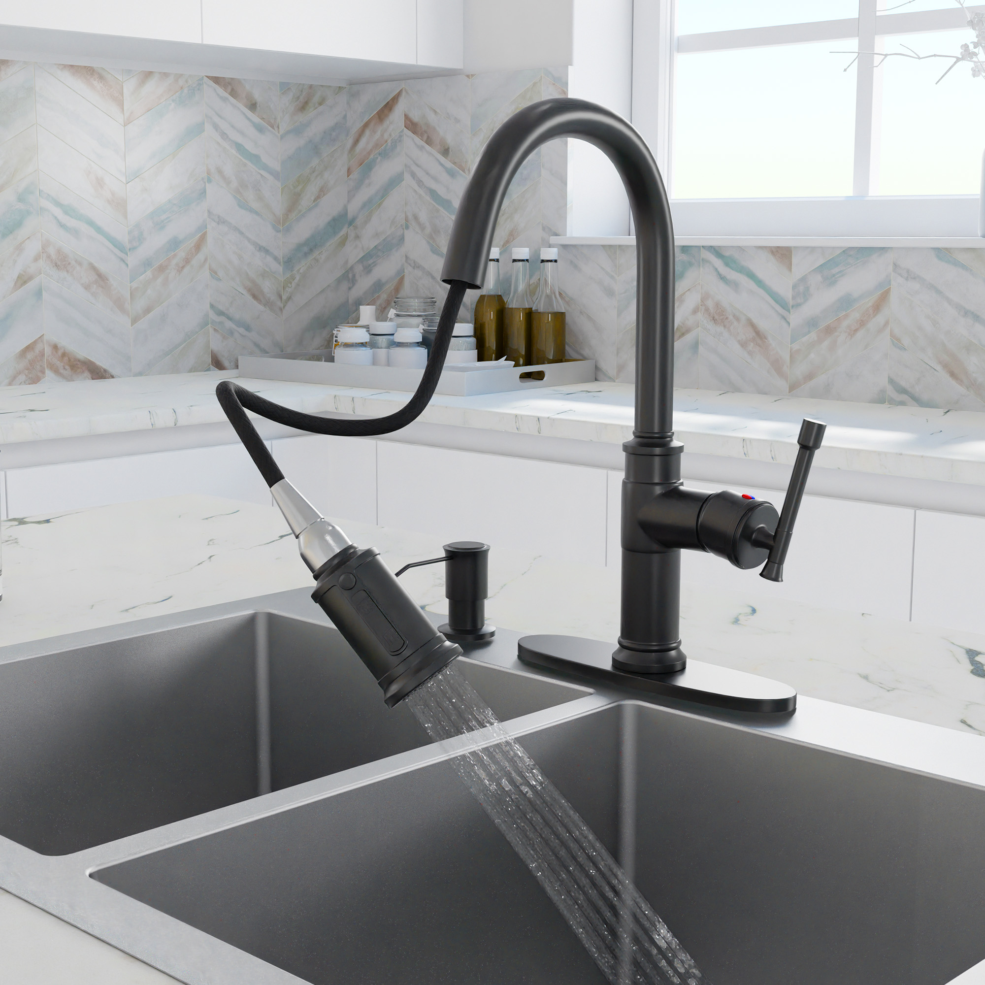 Single Hole Kitchen faucets with soap dispenser