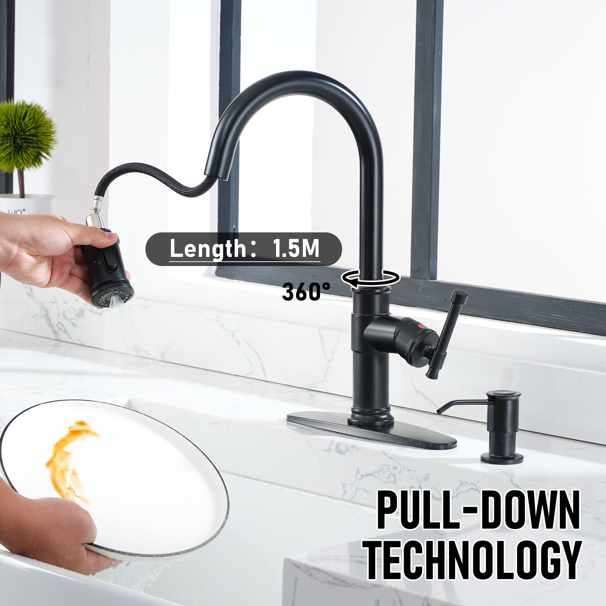 Single Hole Kitchen faucets with soap dispenser