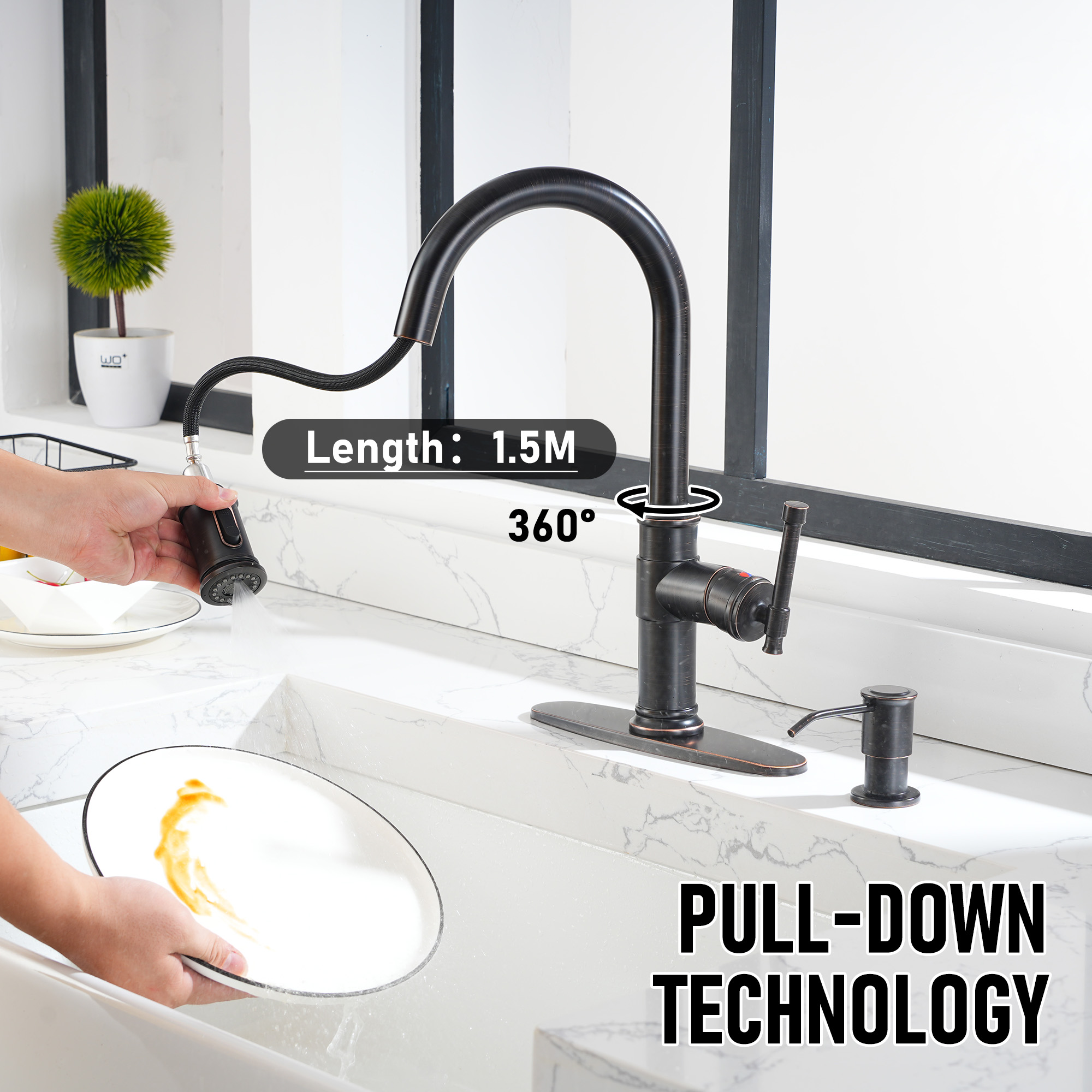 Single Hole Kitchen faucets with soap dispenser