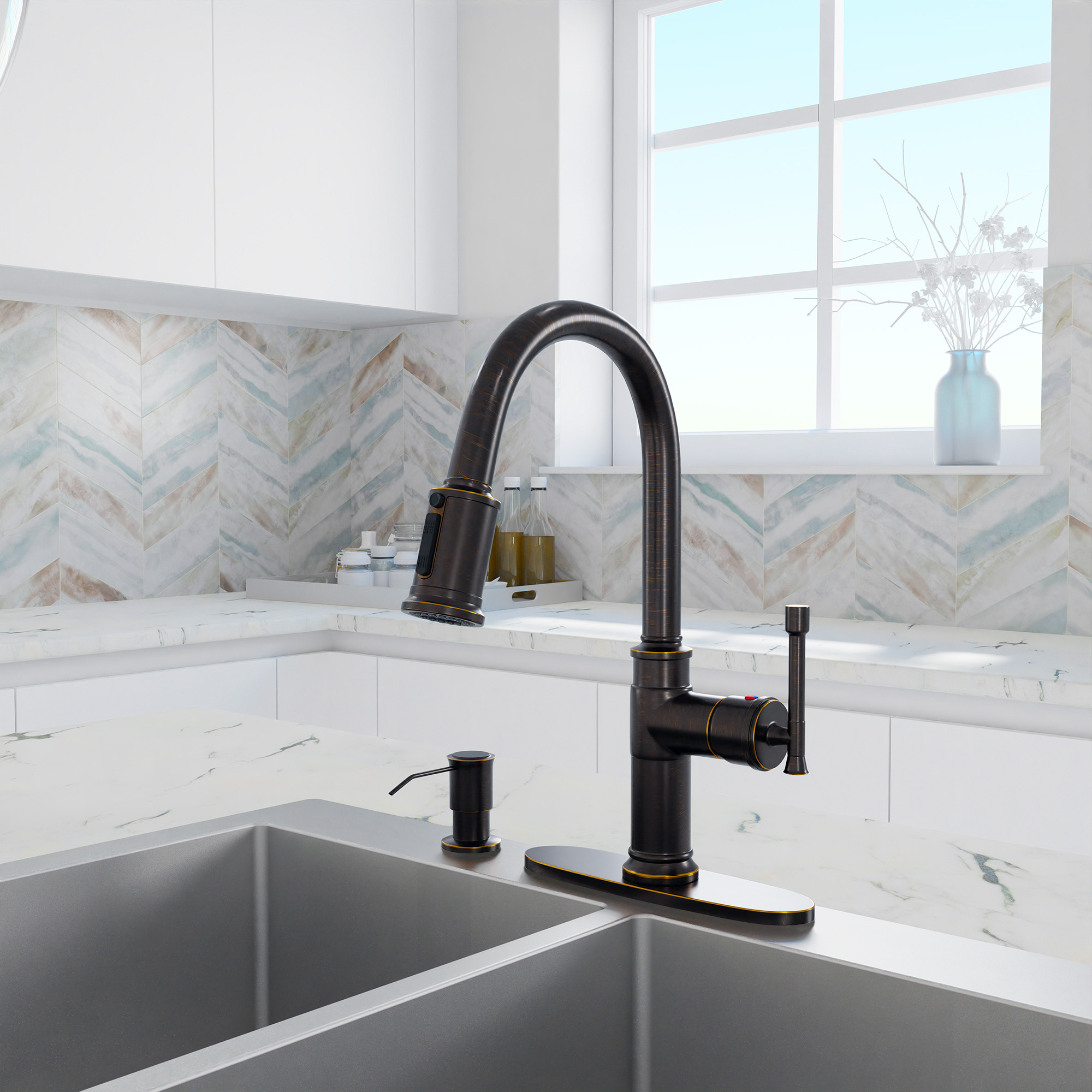 Single Hole Kitchen faucets with soap dispenser