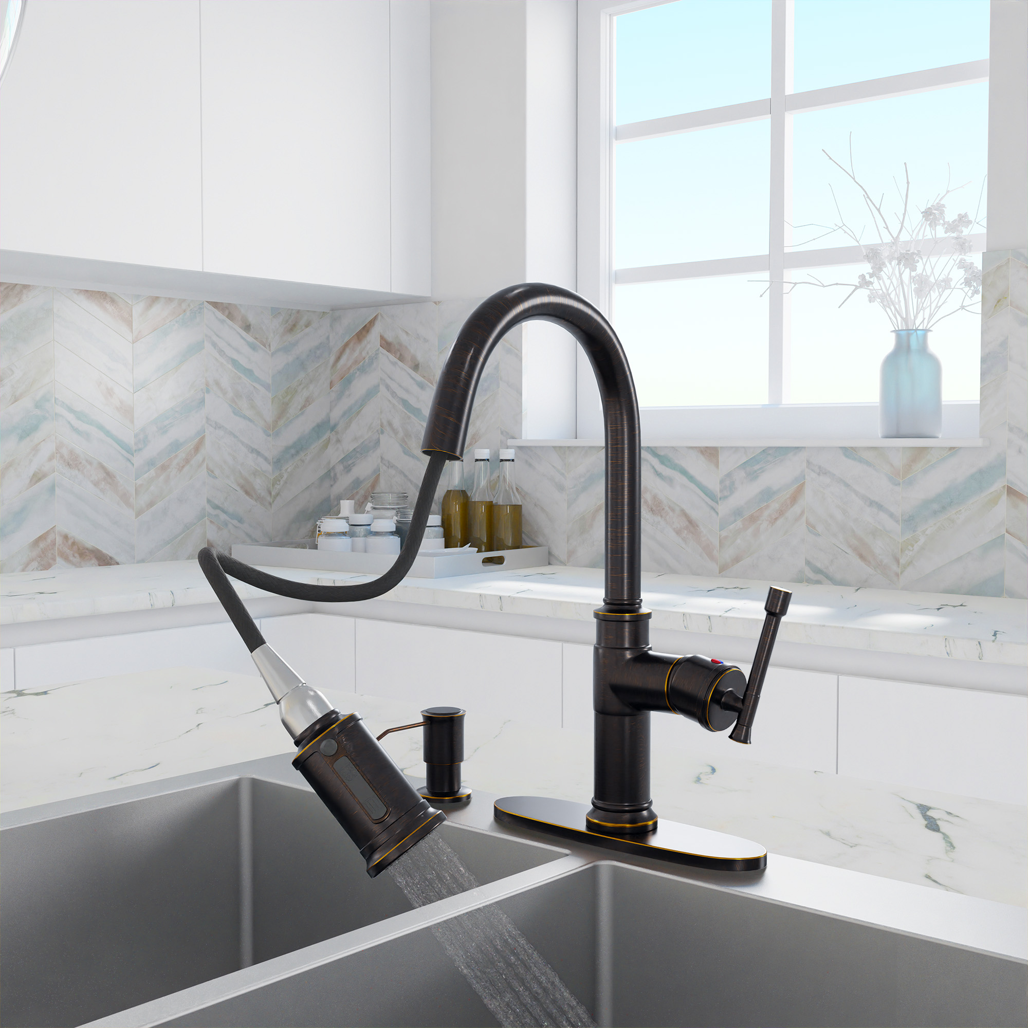 Single Hole Kitchen faucets with soap dispenser