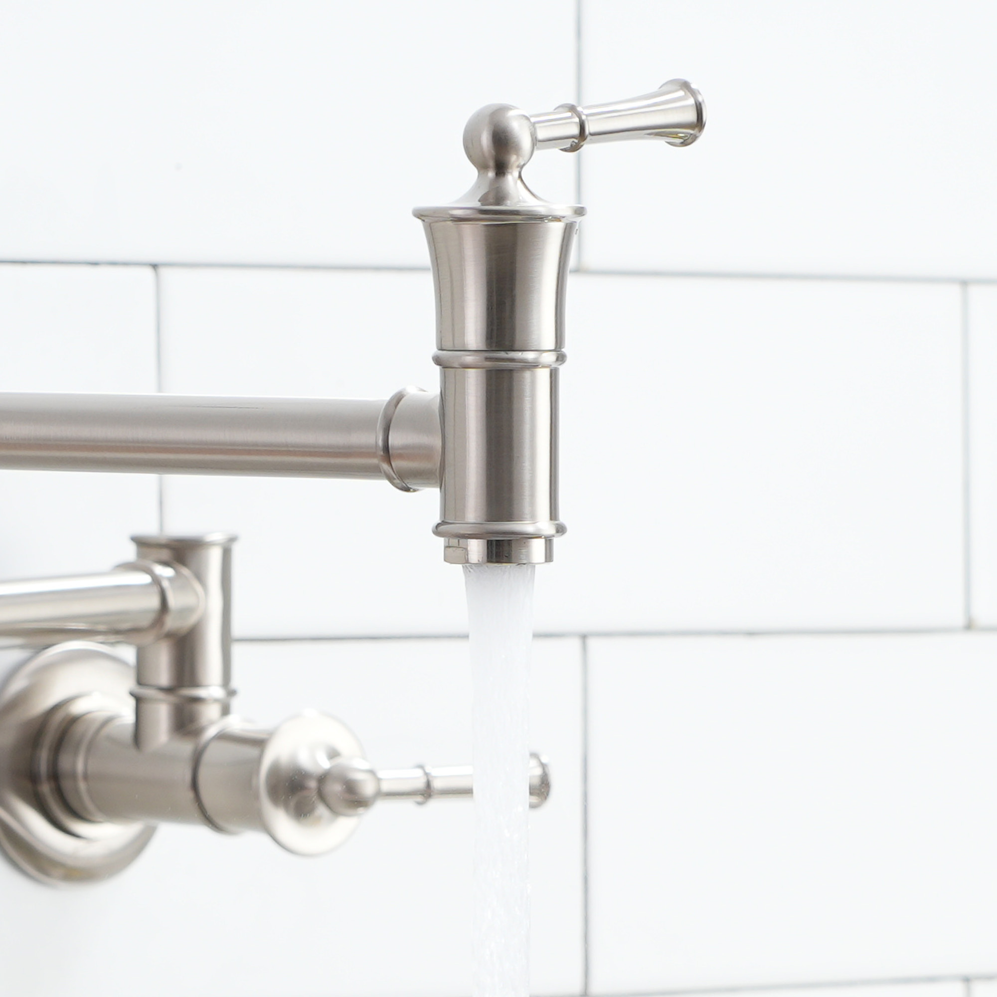 Double handle 360 degree pot filler wall mount for kitchen faucet