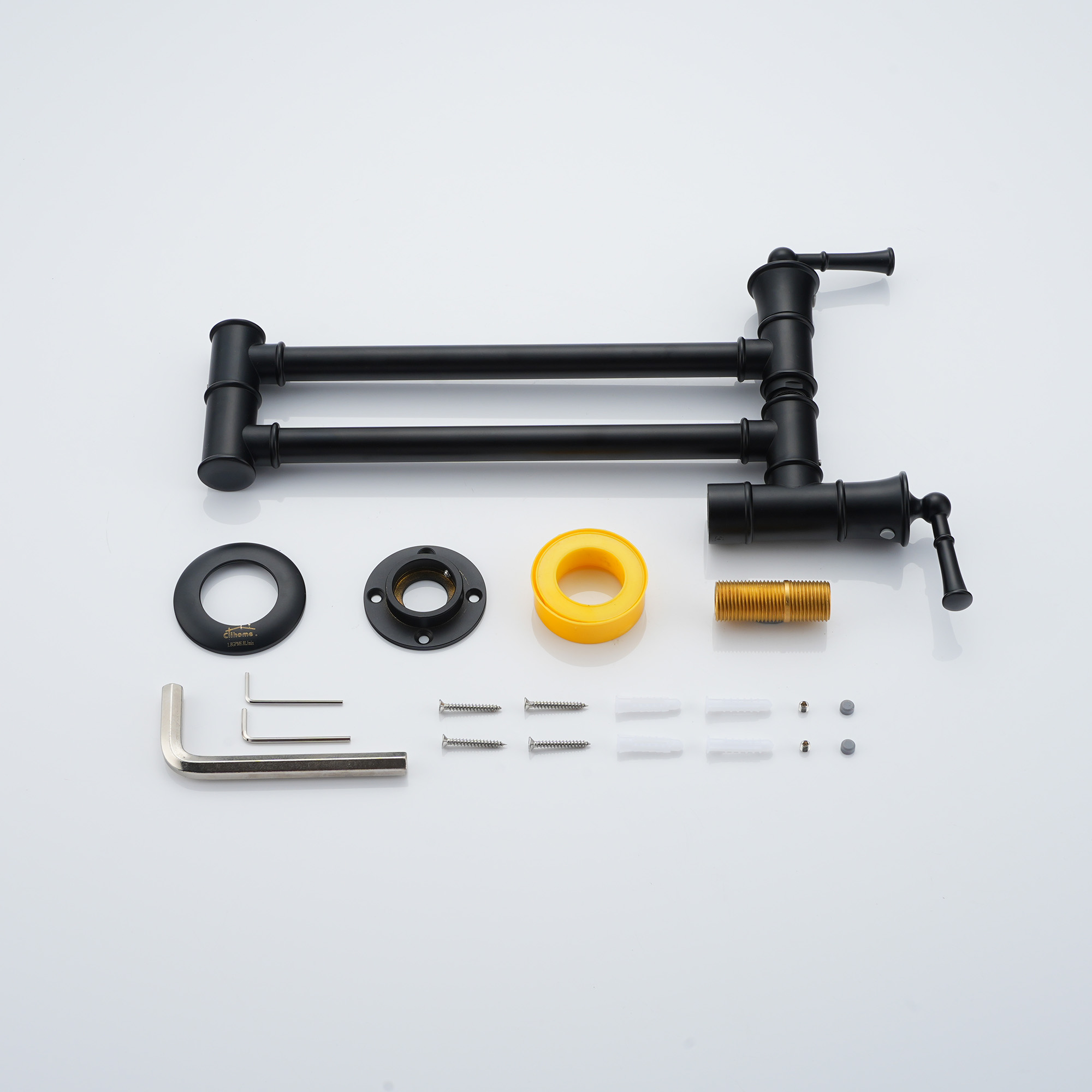 Double handle 360 degree pot filler wall mount for kitchen faucet