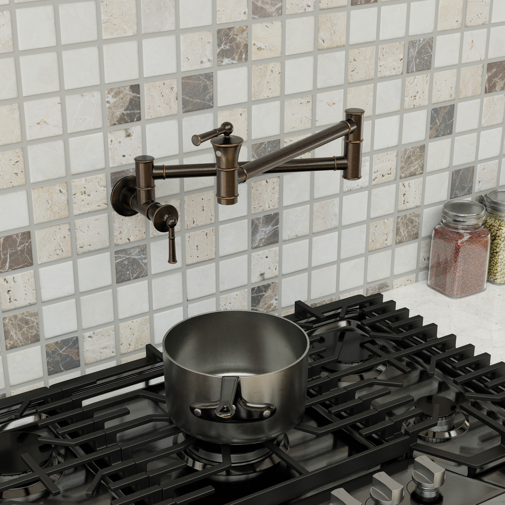 Double handle 360 degree pot filler wall mount for kitchen faucet