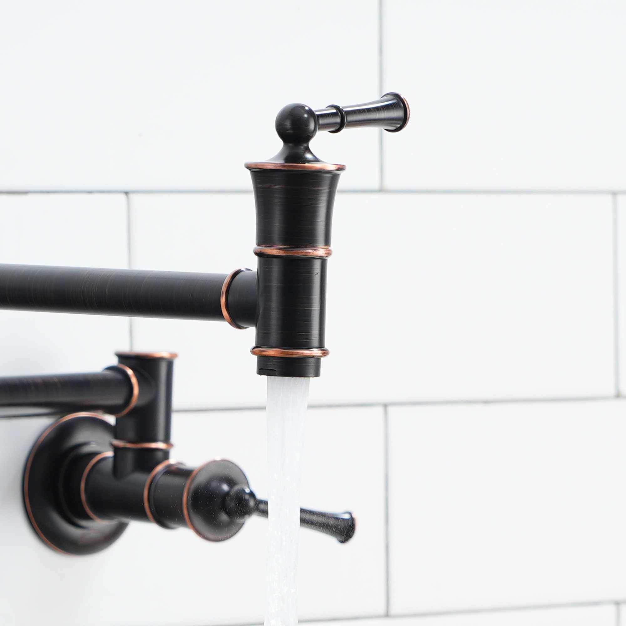 Double handle 360 degree pot filler wall mount for kitchen faucet