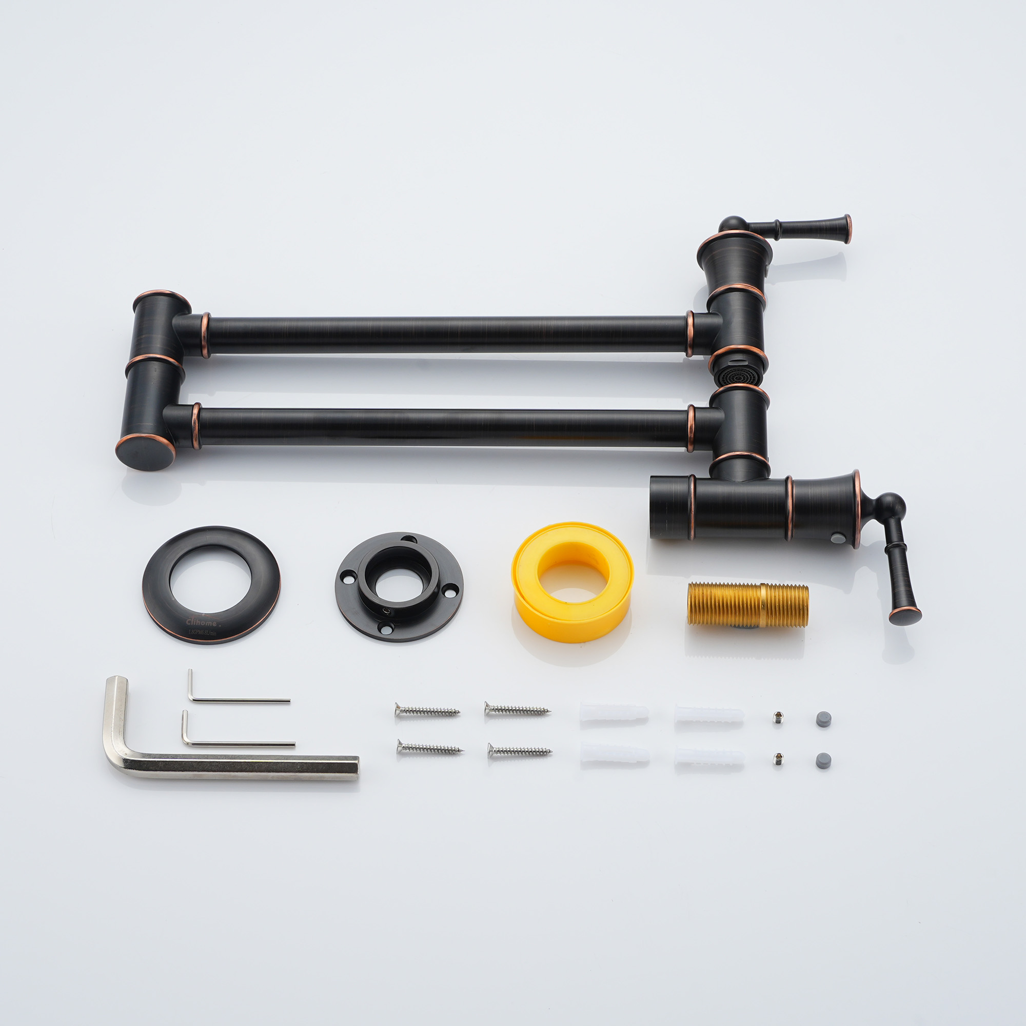 Double handle 360 degree pot filler wall mount for kitchen faucet