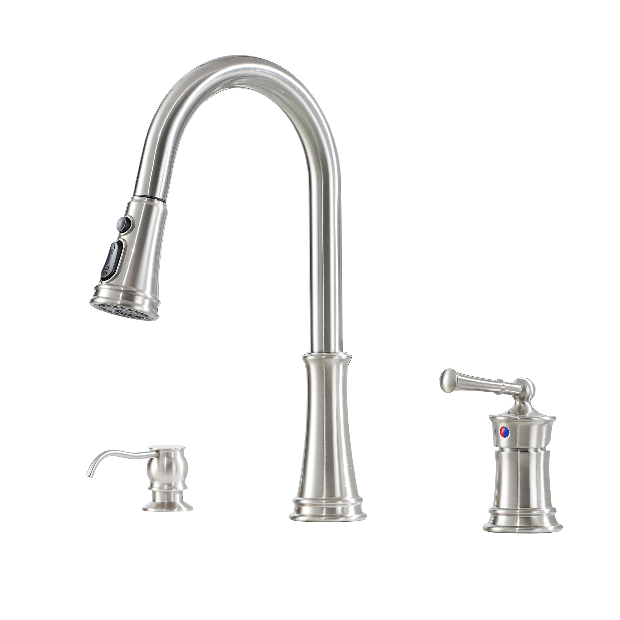 3 holes 8 inch widespread kitchen faucet with soap dispenser