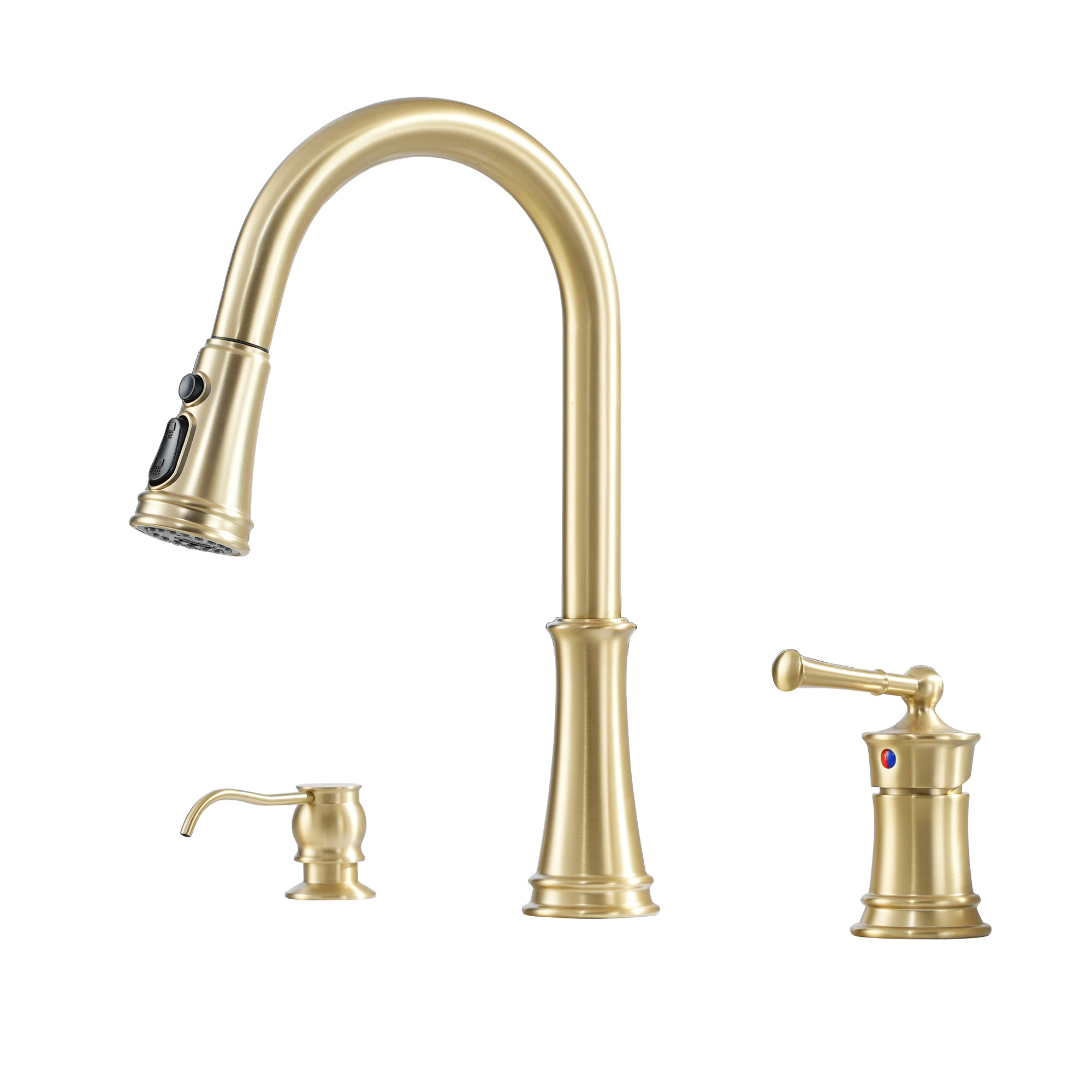3 holes 8 inch widespread kitchen faucet with soap dispenser