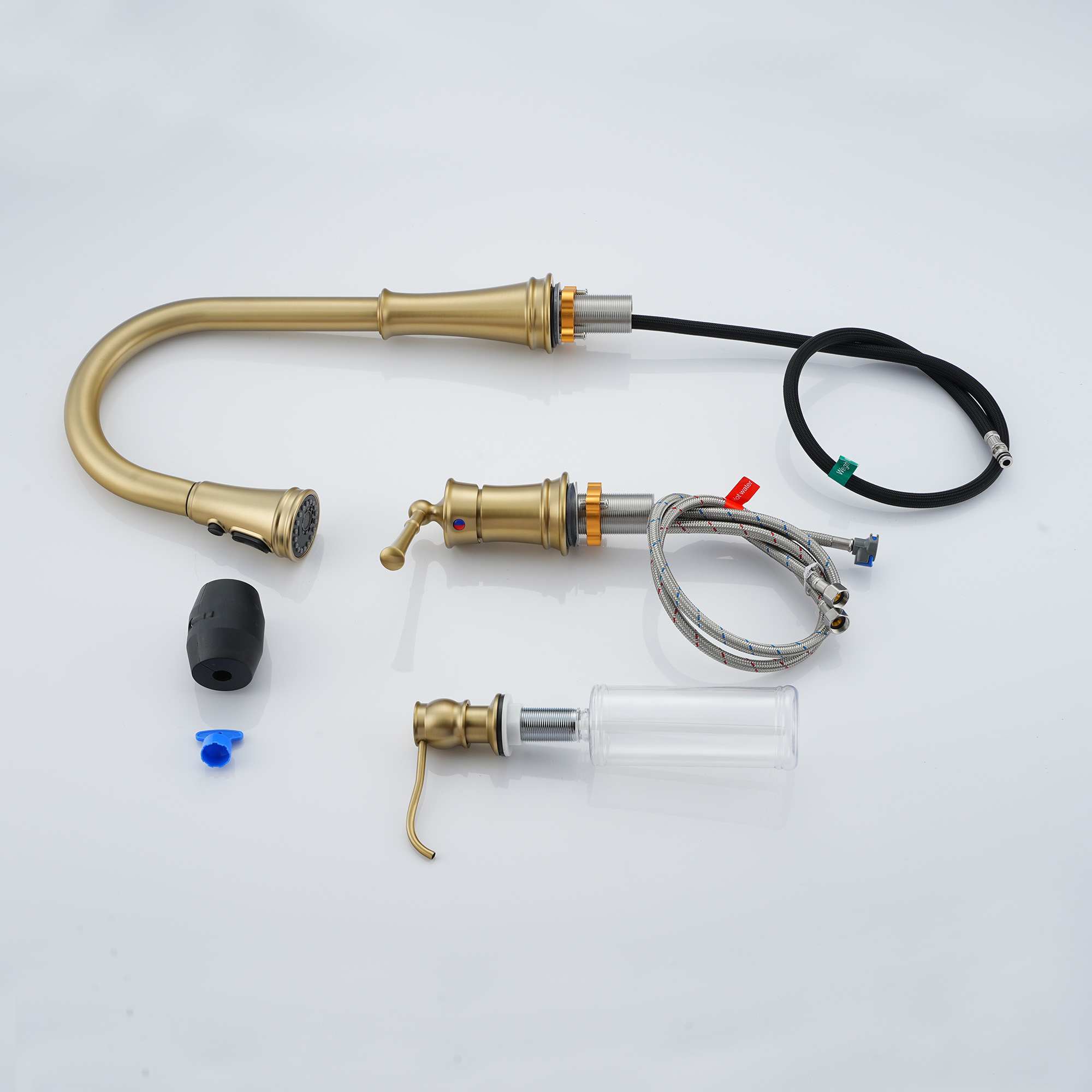 3 holes 8 inch widespread kitchen faucet with soap dispenser