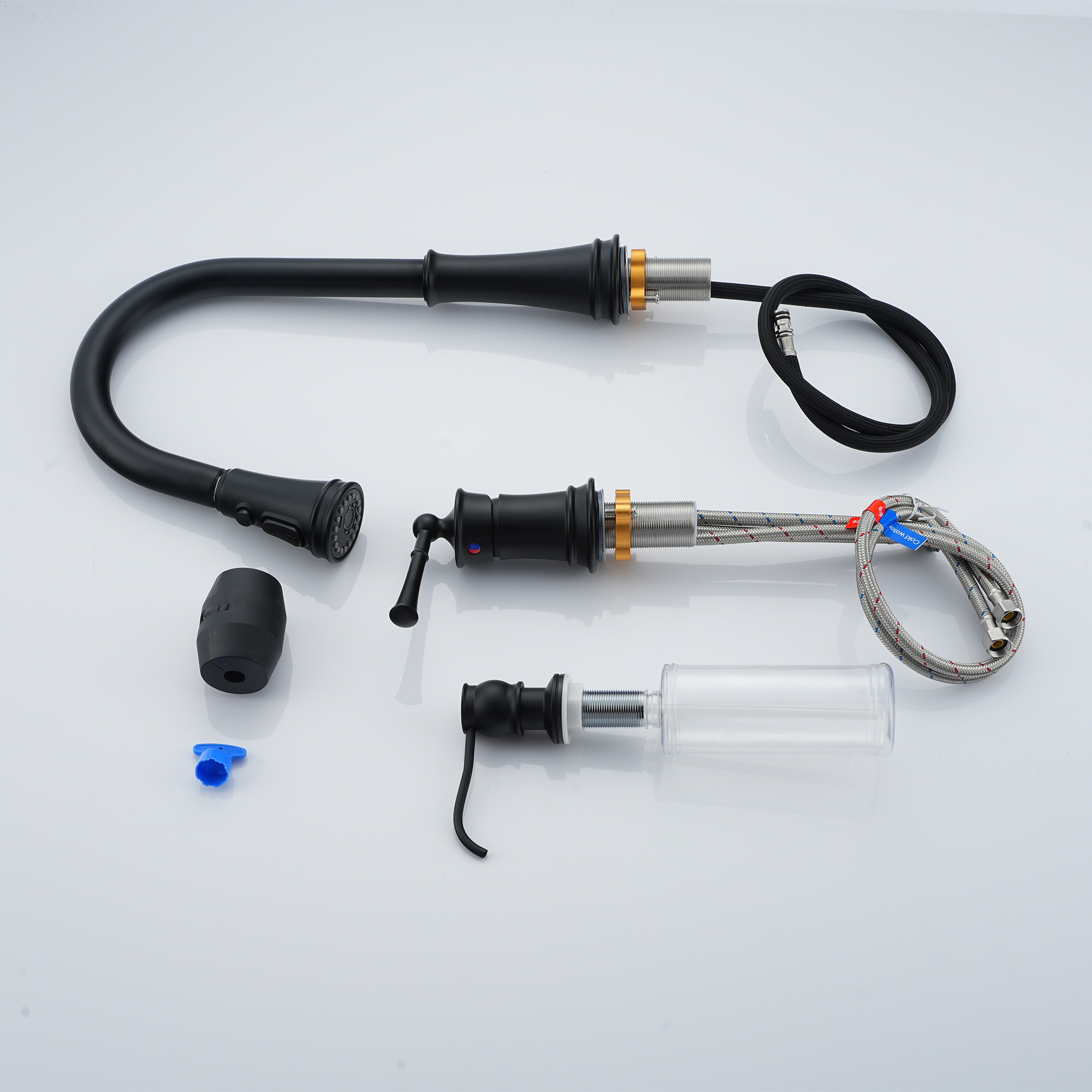 3 holes 8 inch widespread kitchen faucet with soap dispenser